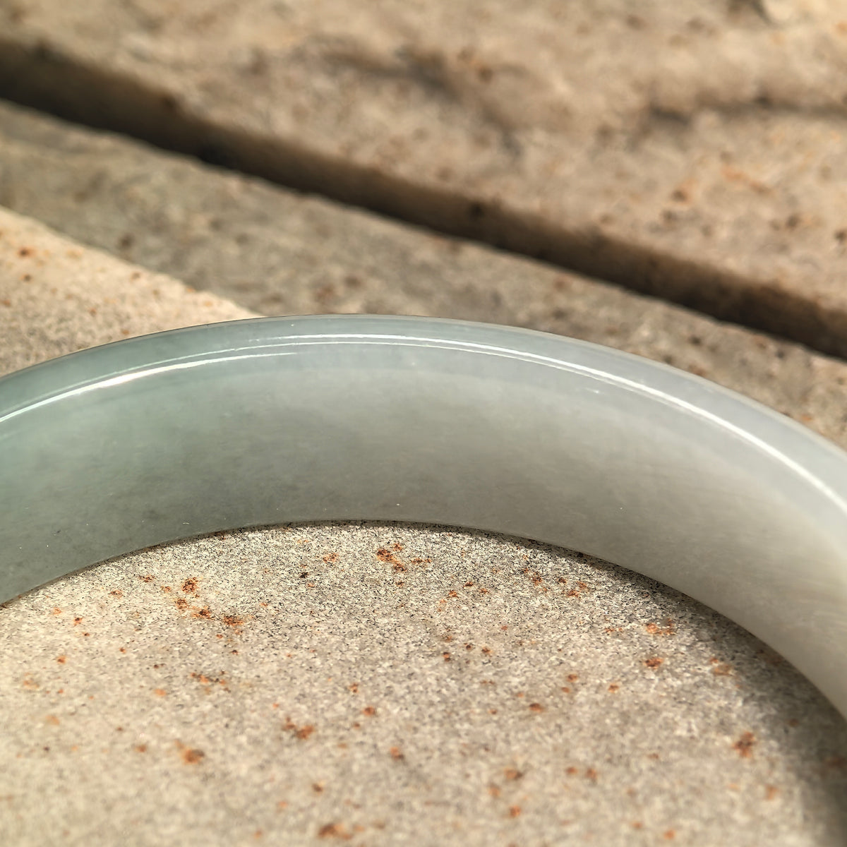 Fine Glutinous Pale Green D-Shape Jadeite Bangle -53mm