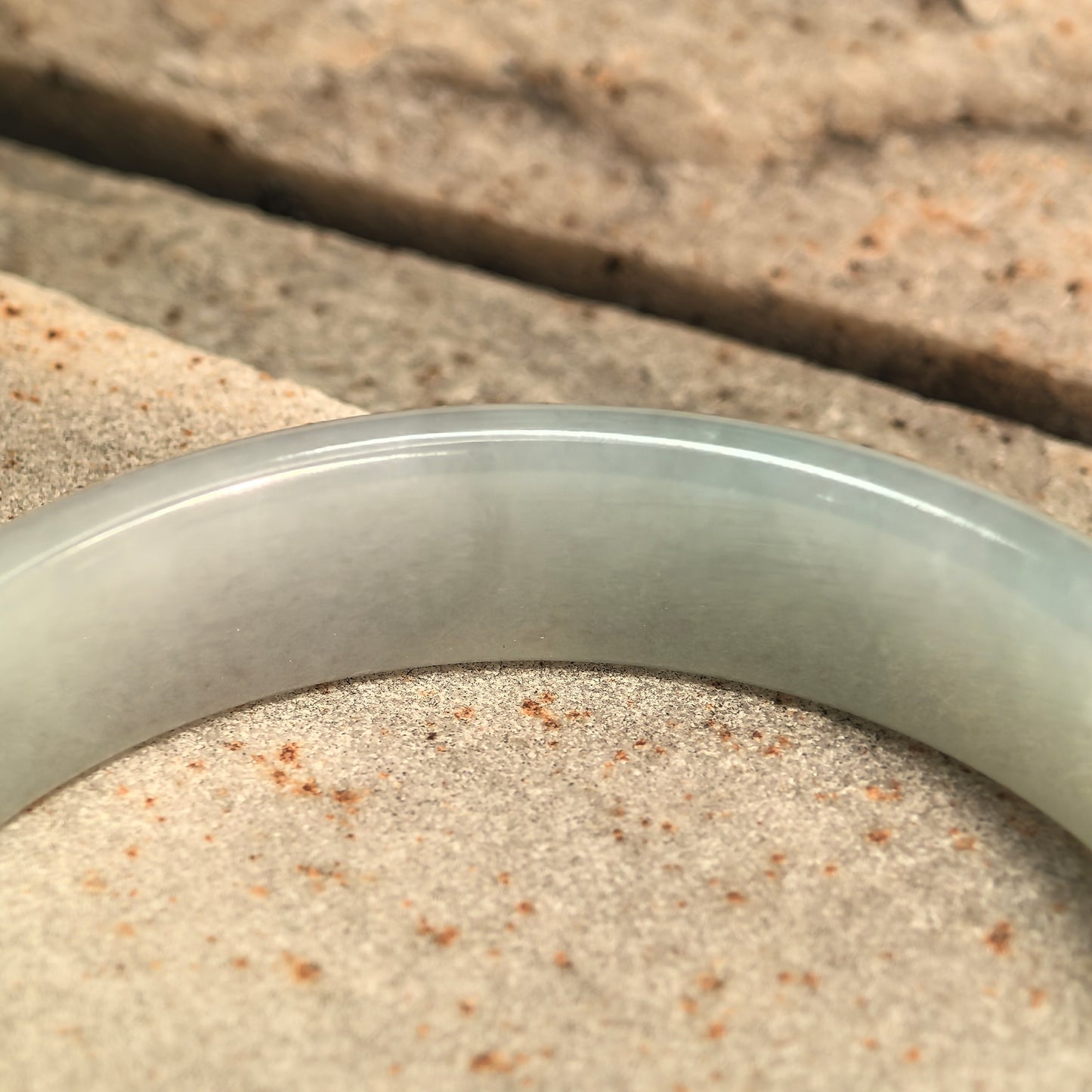 Fine Glutinous Pale Green D-Shape Jadeite Bangle -53mm