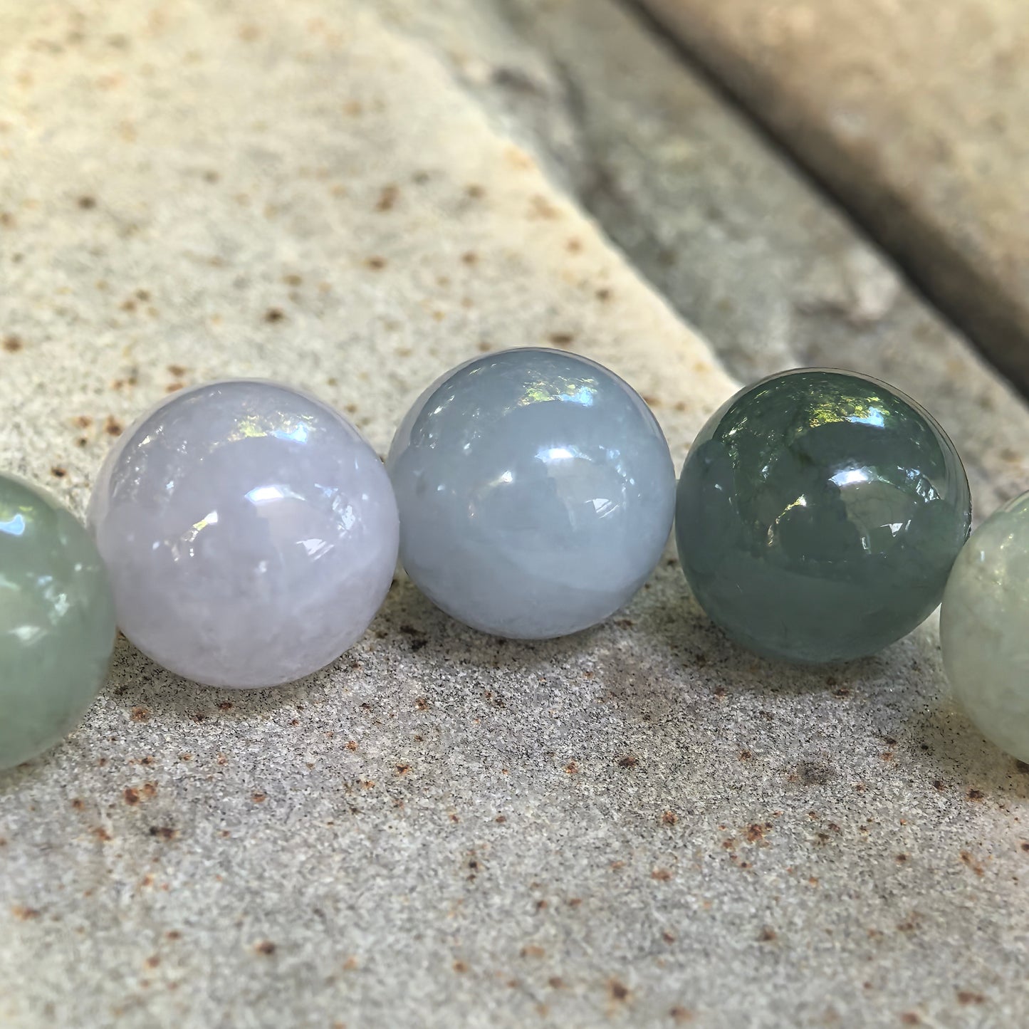 Glutinous Multicolor Round Bead Jadeite Bracelet -13mm