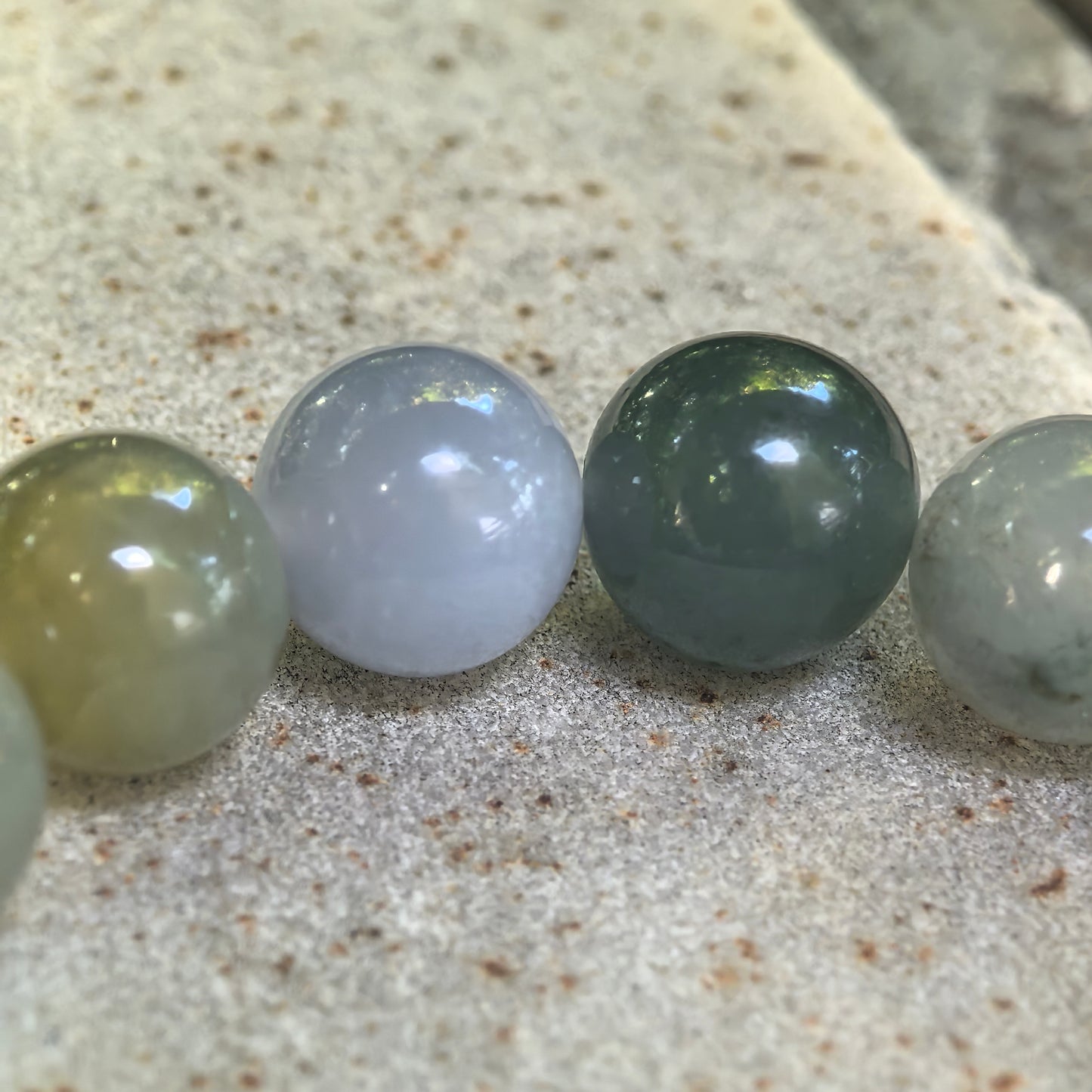 Glutinous Multicolor Round Bead Jadeite Bracelet -13mm