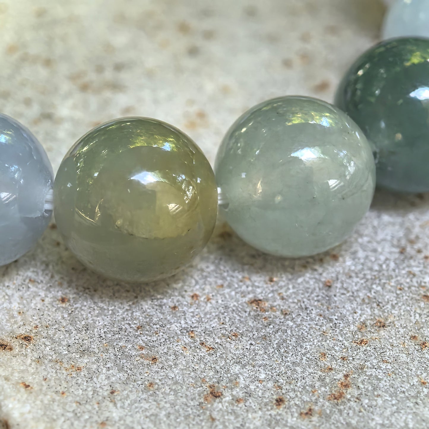 Glutinous Multicolor Round Bead Jadeite Bracelet -13mm