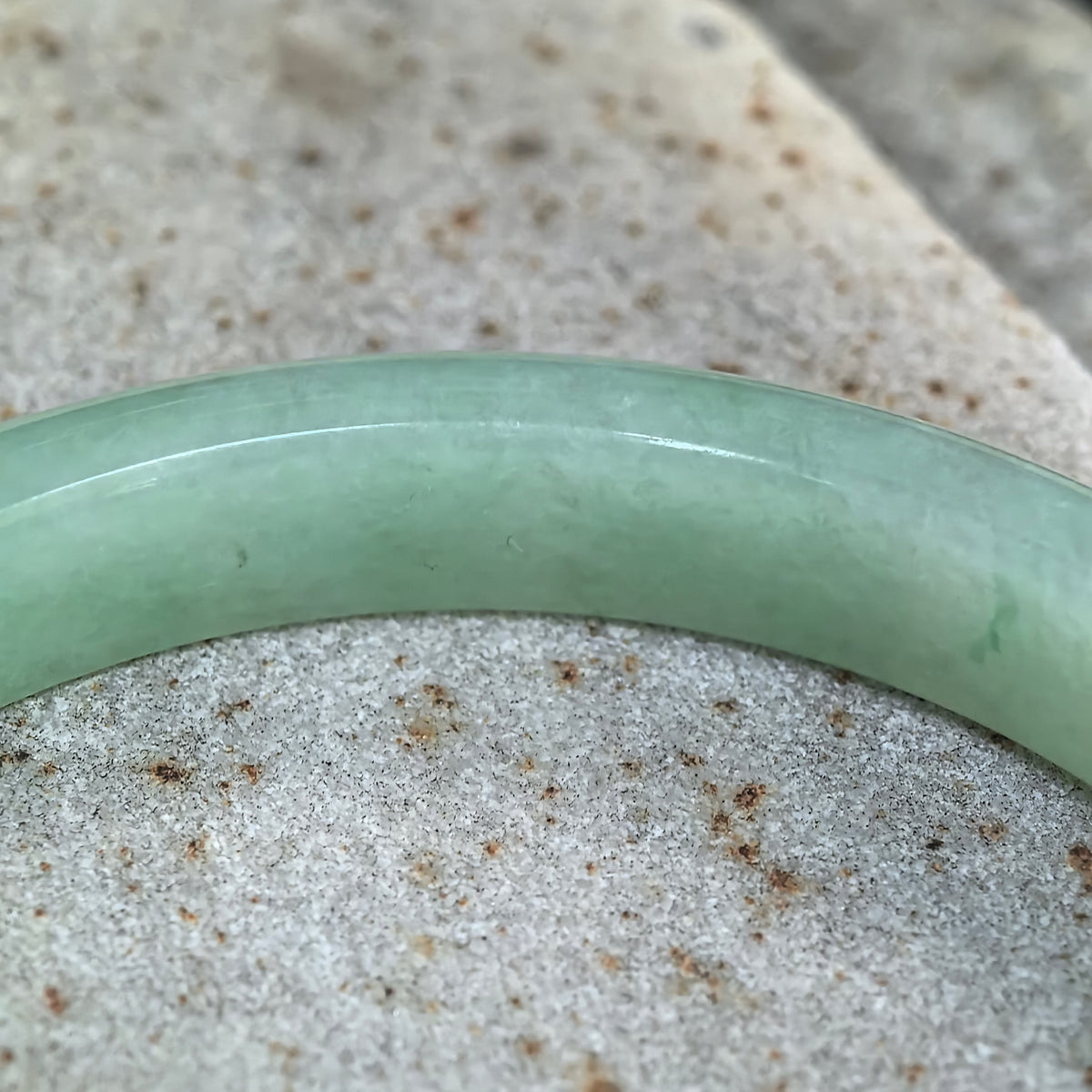 Glutinous Apple Green Slim D-Shape Jadeite Bangle -53mm
