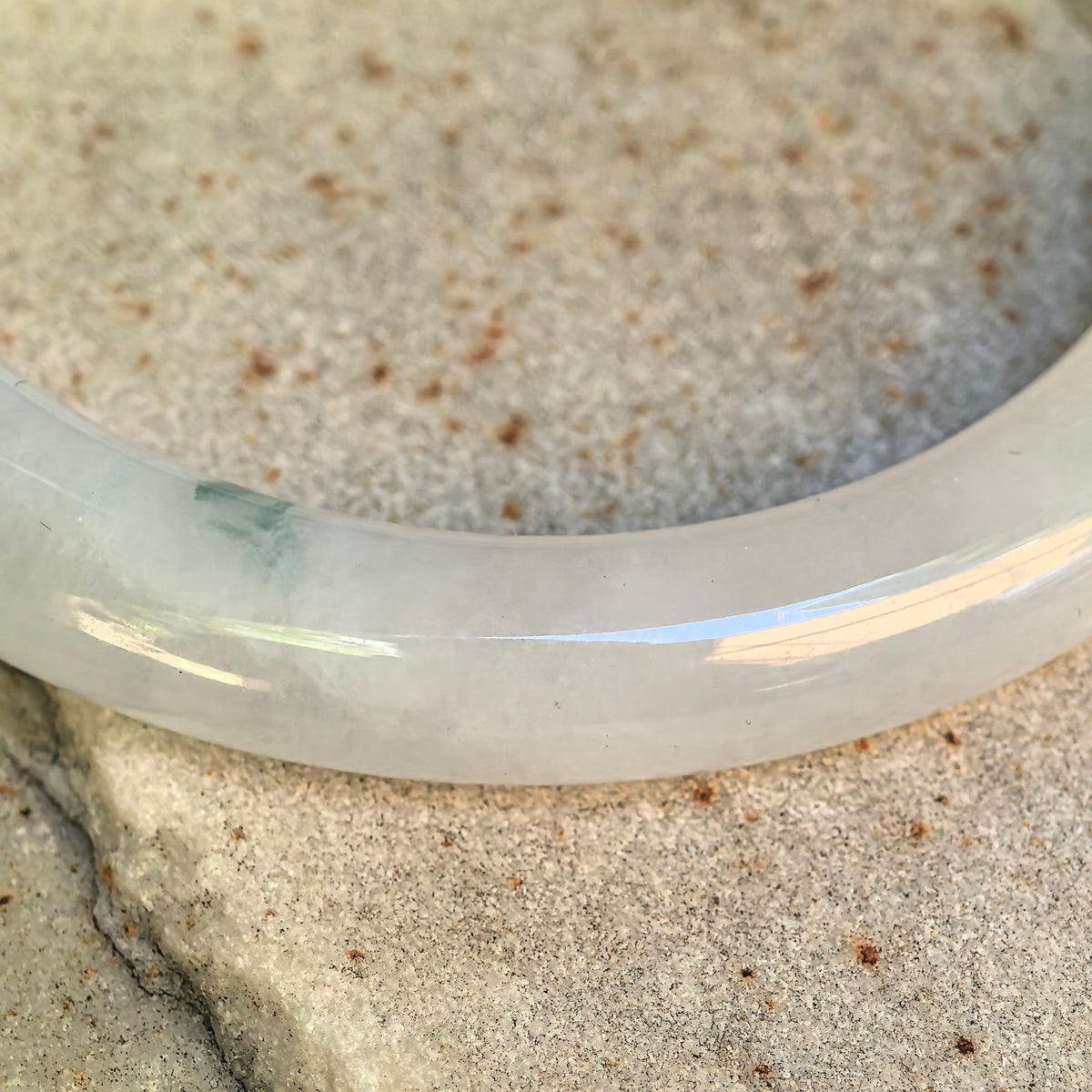 Icy Glutinous Green Floating Flower Round Jadeite Bangle -55mm