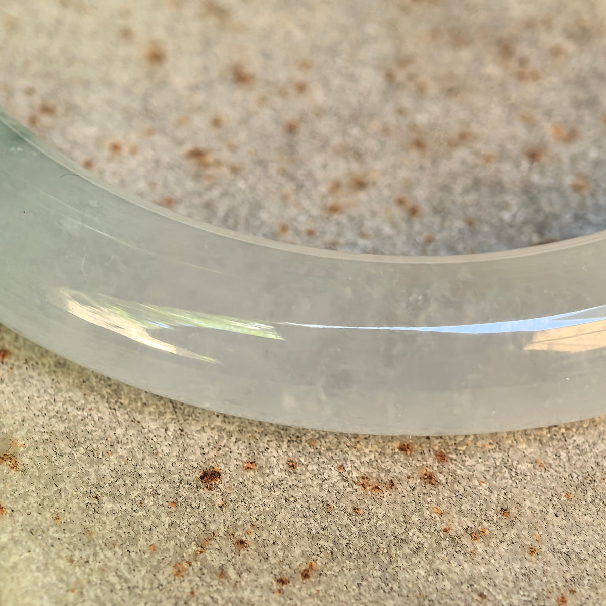 Icy Glutinous Green Floating Flower Round Jadeite Bangle -55mm