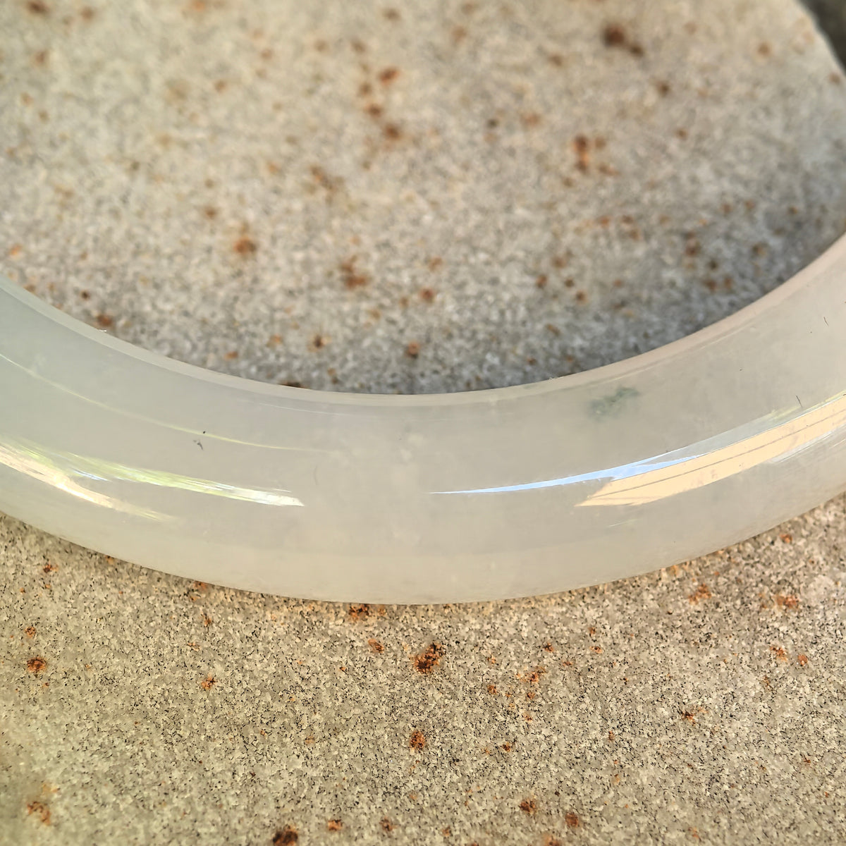 Icy Glutinous Green Floating Flower Round Jadeite Bangle -55mm