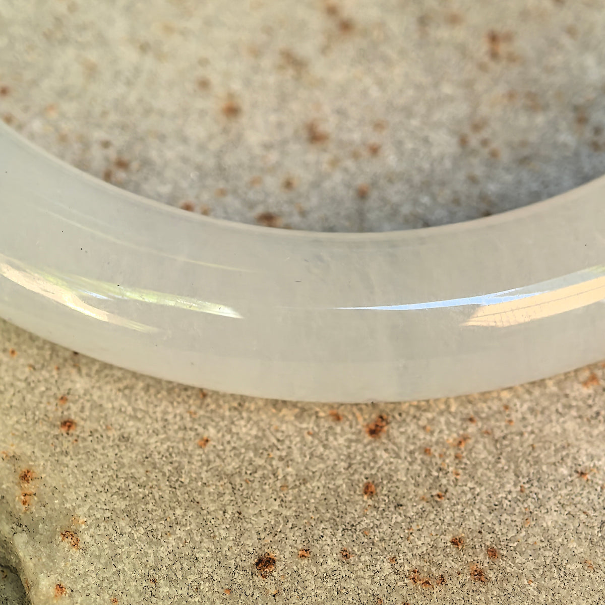 Icy Glutinous Green Floating Flower Round Jadeite Bangle -55mm
