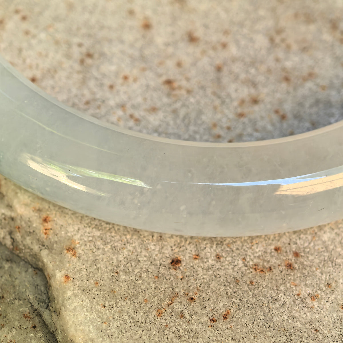 Icy Glutinous Green Floating Flower Round Jadeite Bangle -55mm
