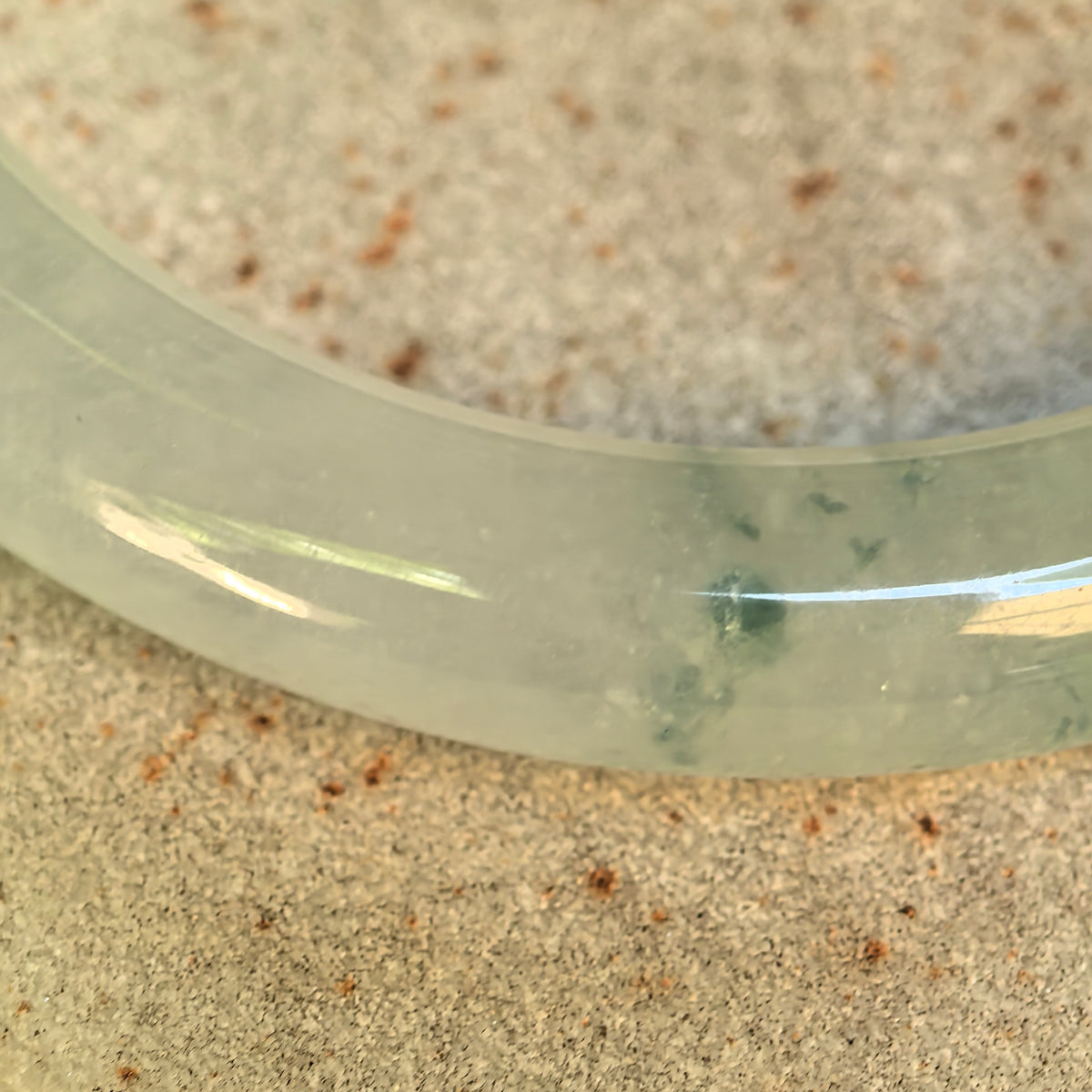 Icy Glutinous Green Floating Flower Round Jadeite Bangle -55mm
