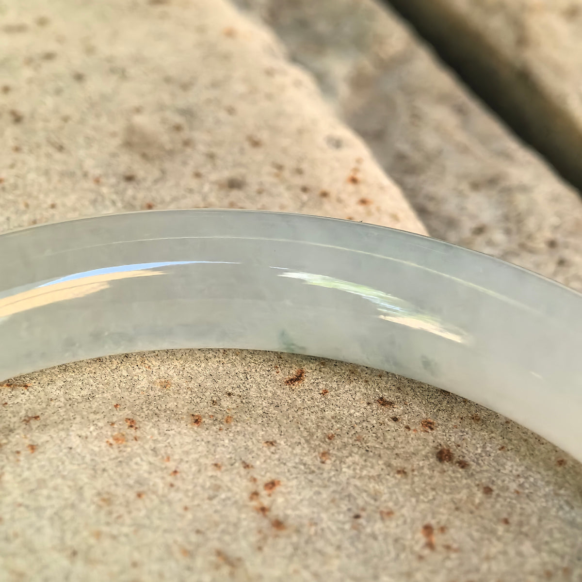 Icy Glutinous Green Floating Flower Round Jadeite Bangle -55mm