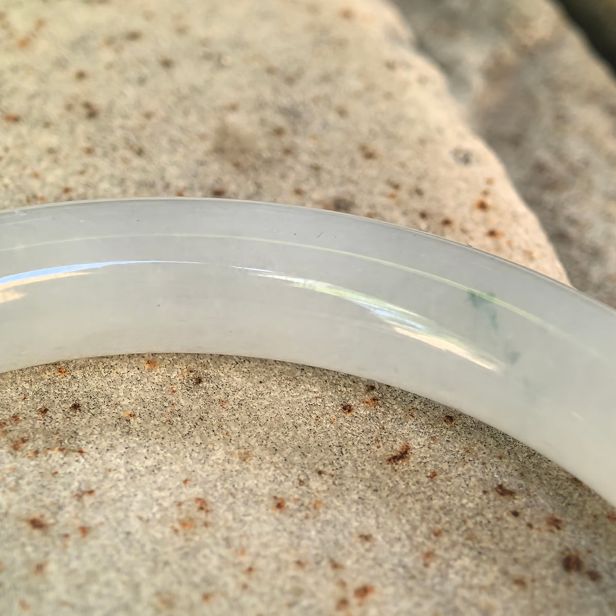Icy Glutinous Green Floating Flower Round Jadeite Bangle -55mm
