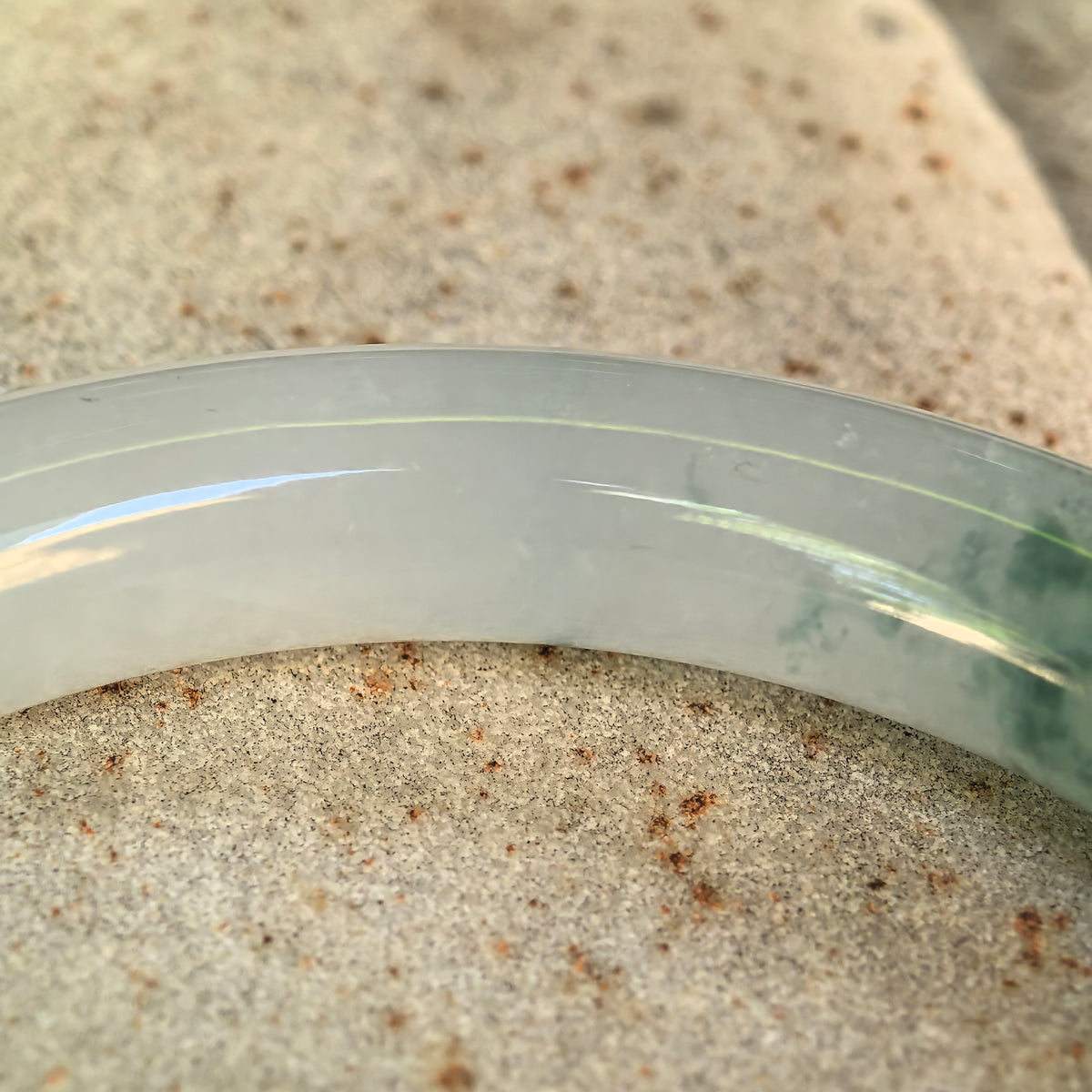 Icy Glutinous Green Floating Flower Round Jadeite Bangle -55mm
