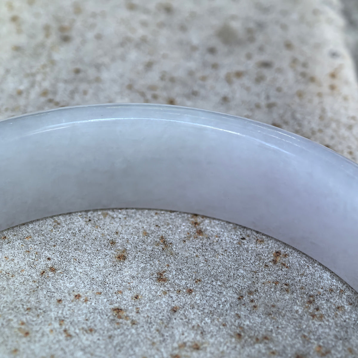 Glutinous White D-Shape Jadeite Bangle -55mm