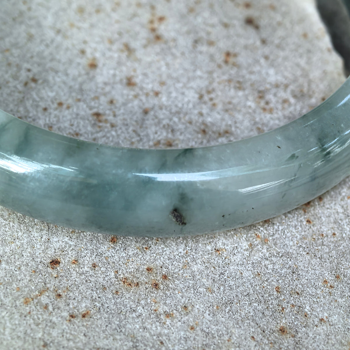 Fine Glutinous Dark Green Floating Flower D-Shape Jadeite Bangle -58mm