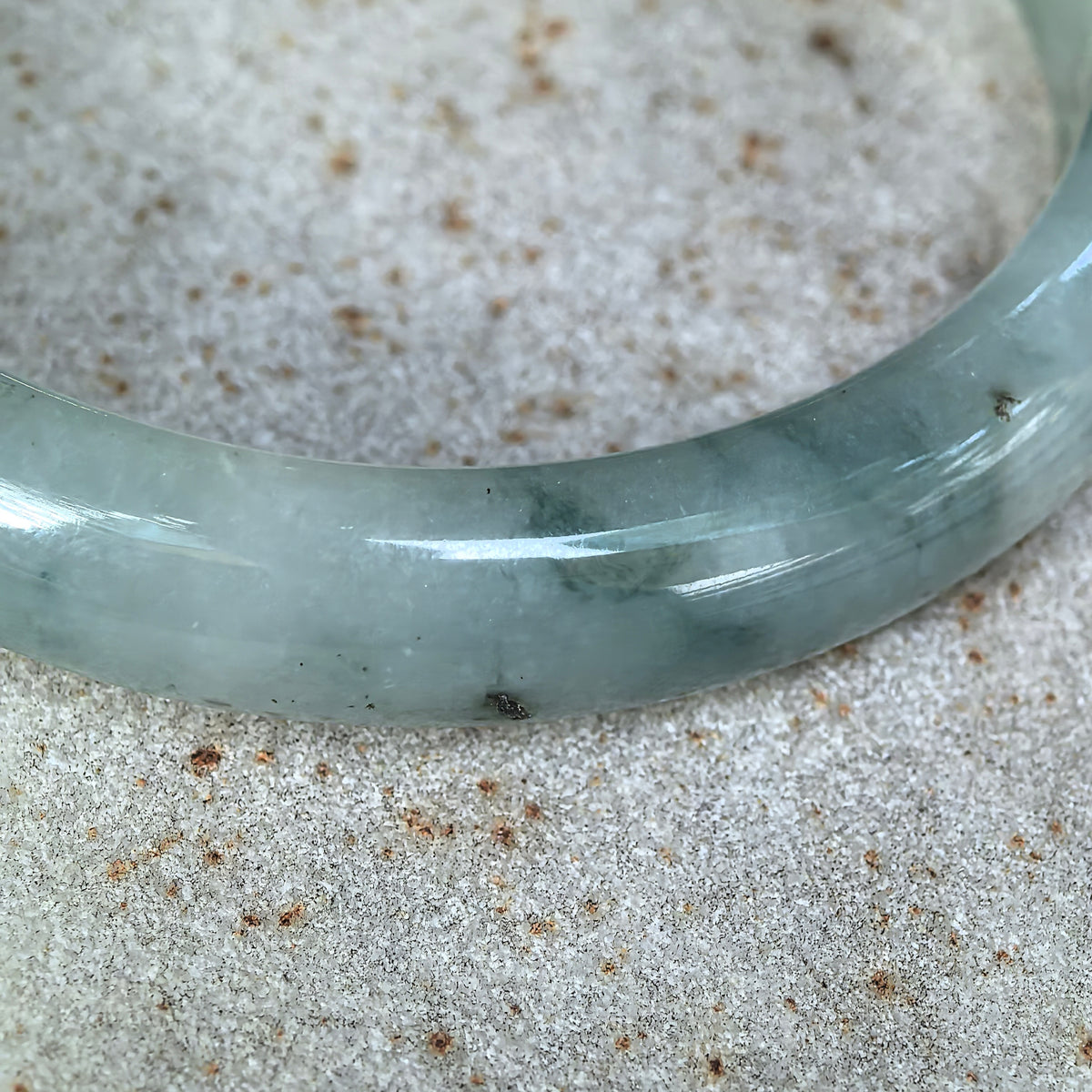 Fine Glutinous Dark Green Floating Flower D-Shape Jadeite Bangle -58mm