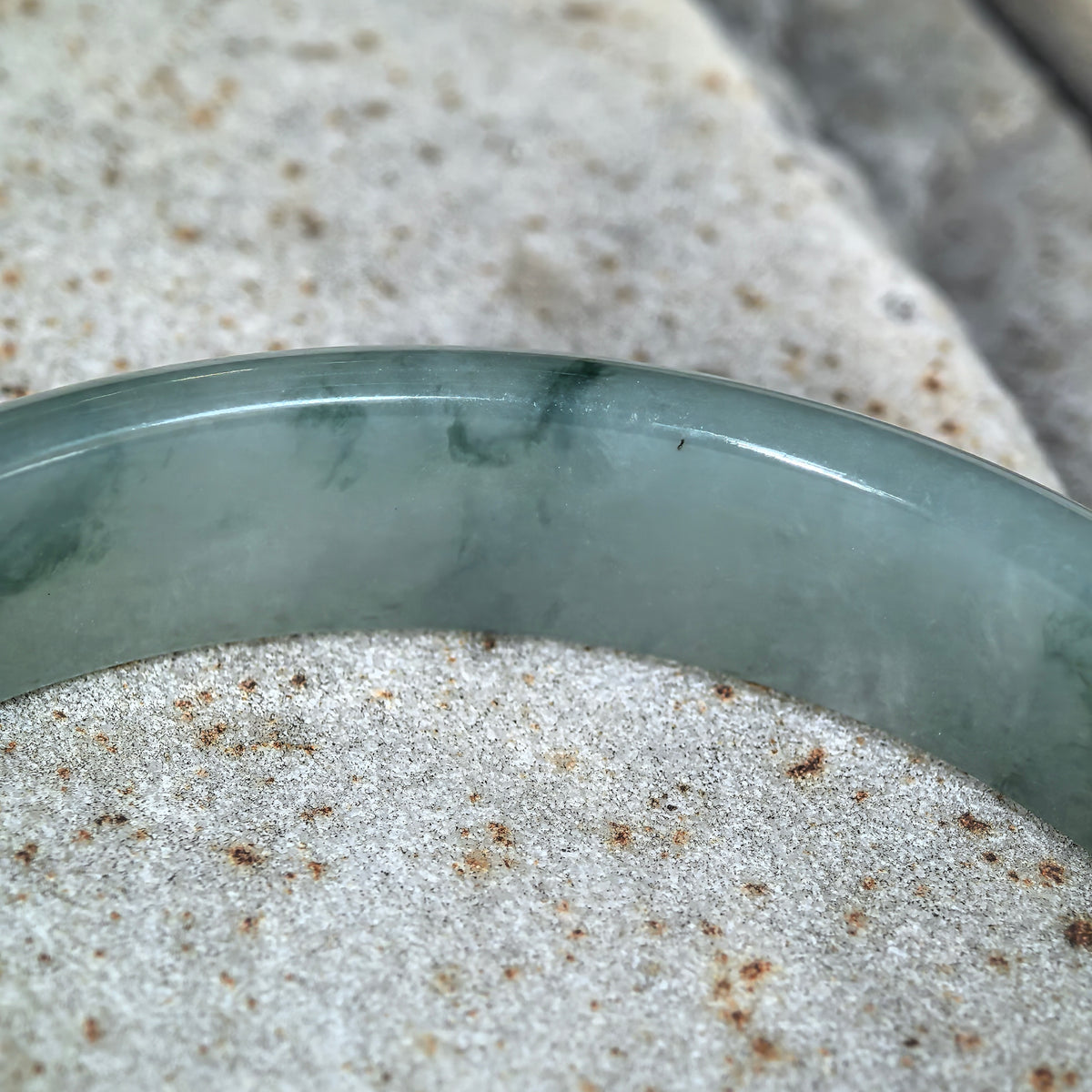 Fine Glutinous Dark Green Floating Flower D-Shape Jadeite Bangle -58mm