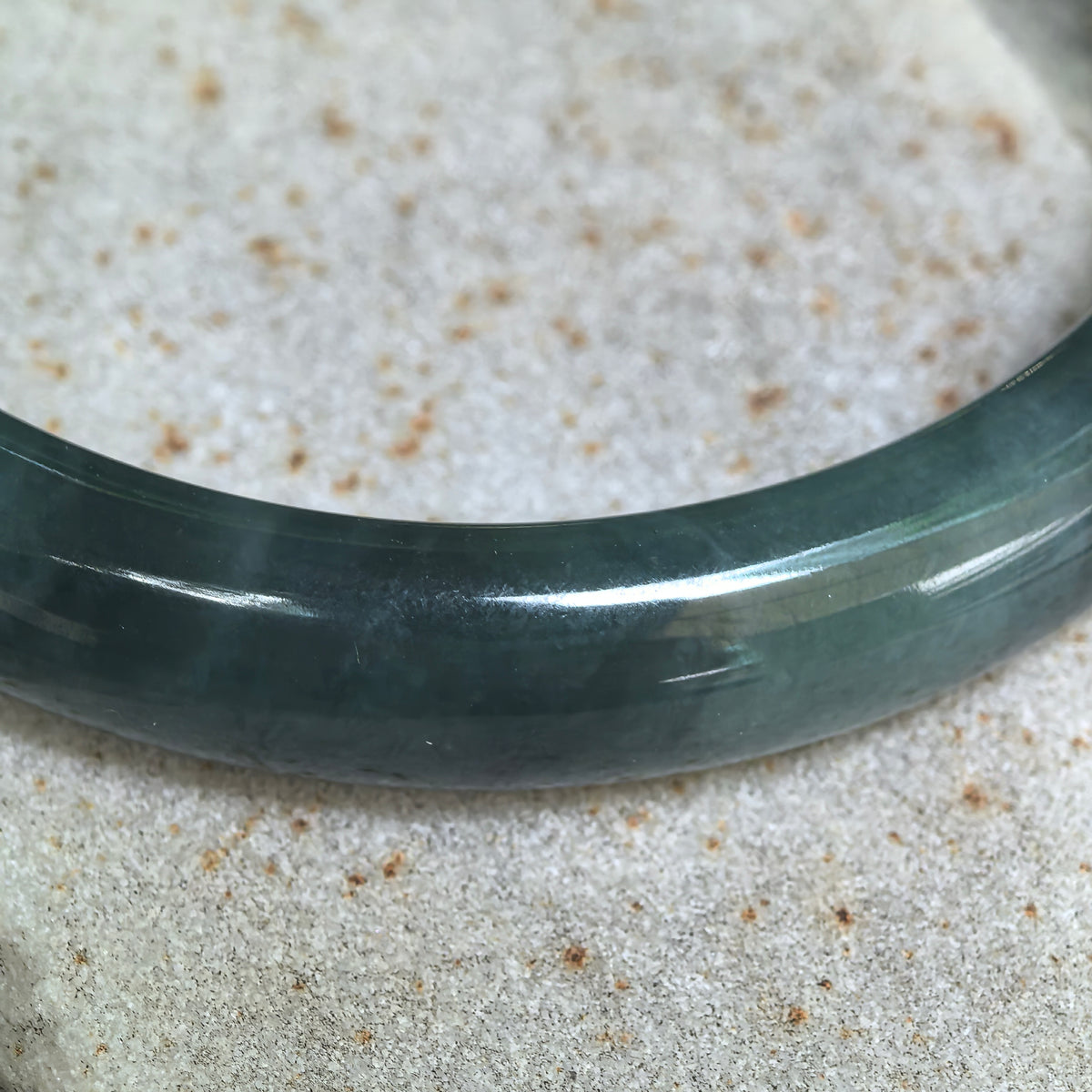 Glutinous Green Floating Flower D-Shape Jadeite Bangle -61mm