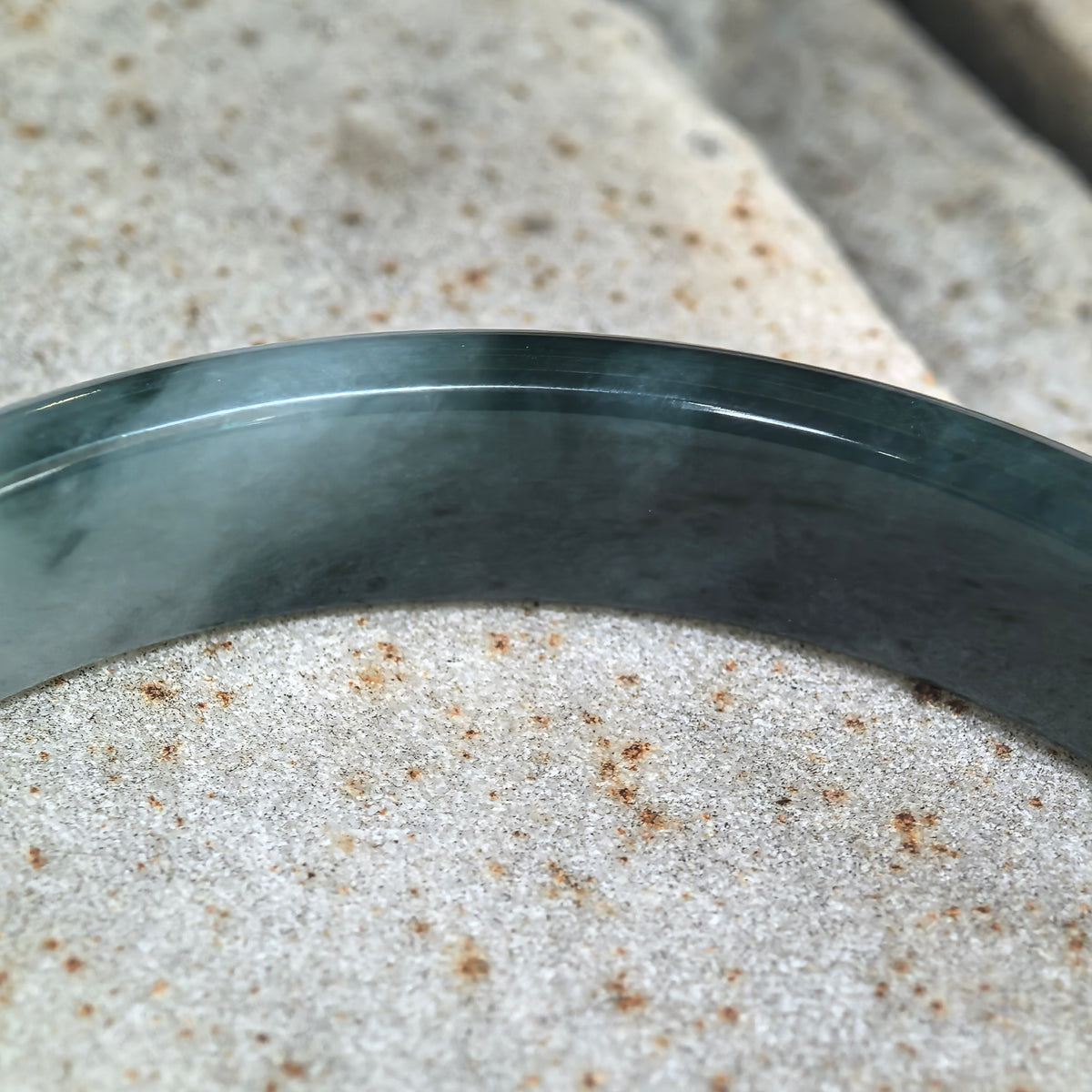 Glutinous Green Floating Flower D-Shape Jadeite Bangle -61mm