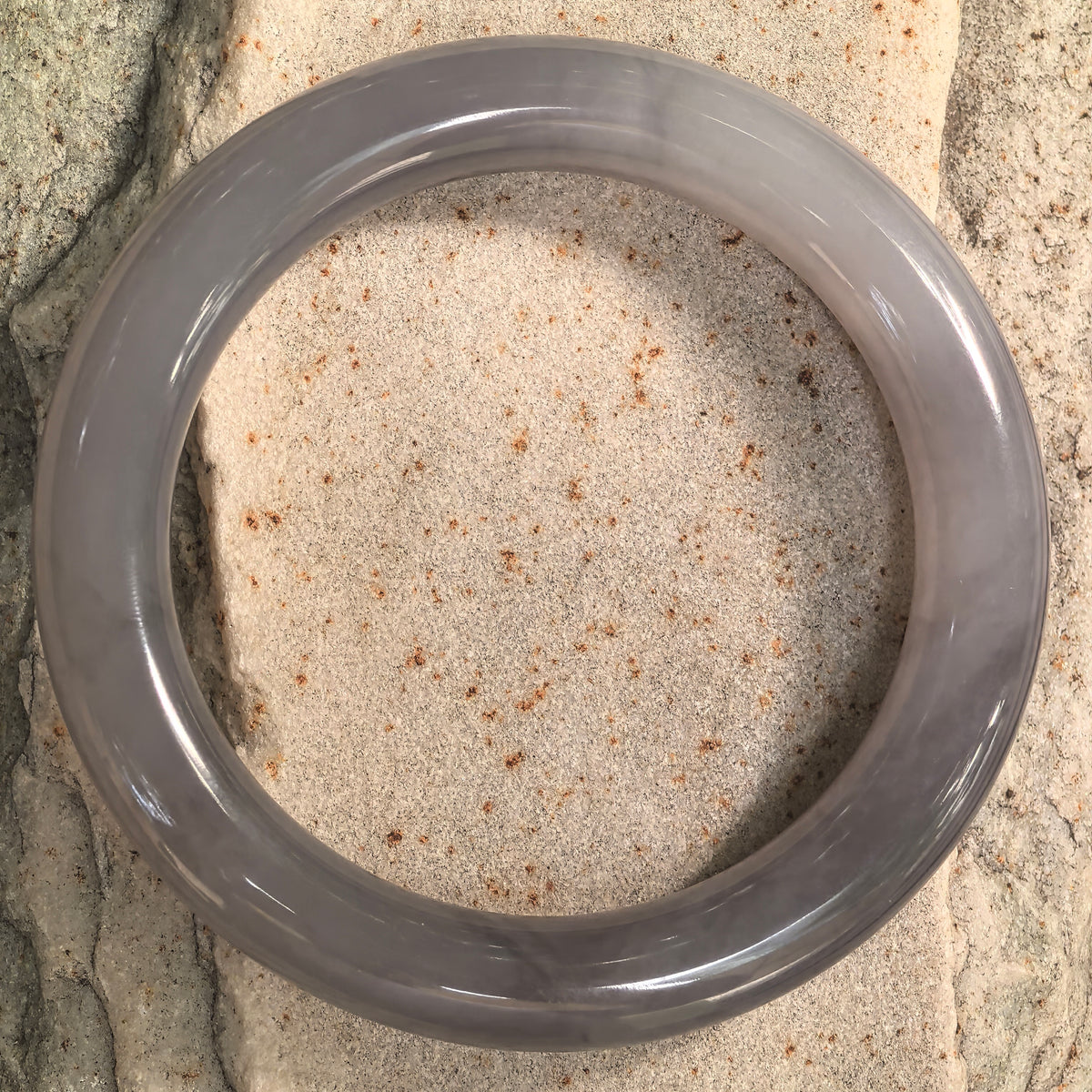 Smoky Purple Round Nephrite Bangle -56mm