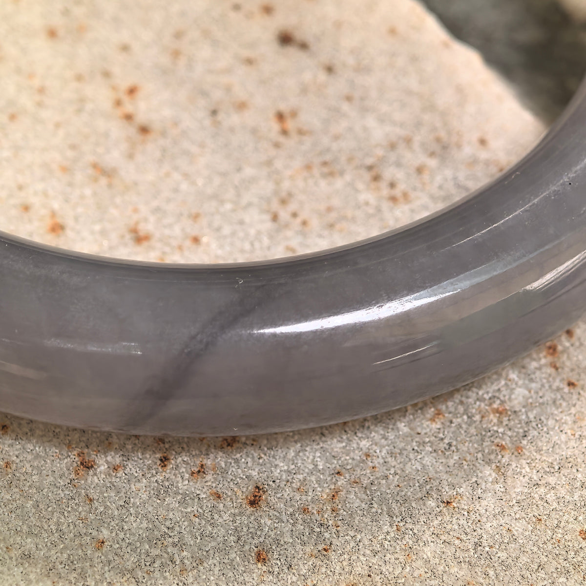 Smoky Purple Round Nephrite Bangle -56mm