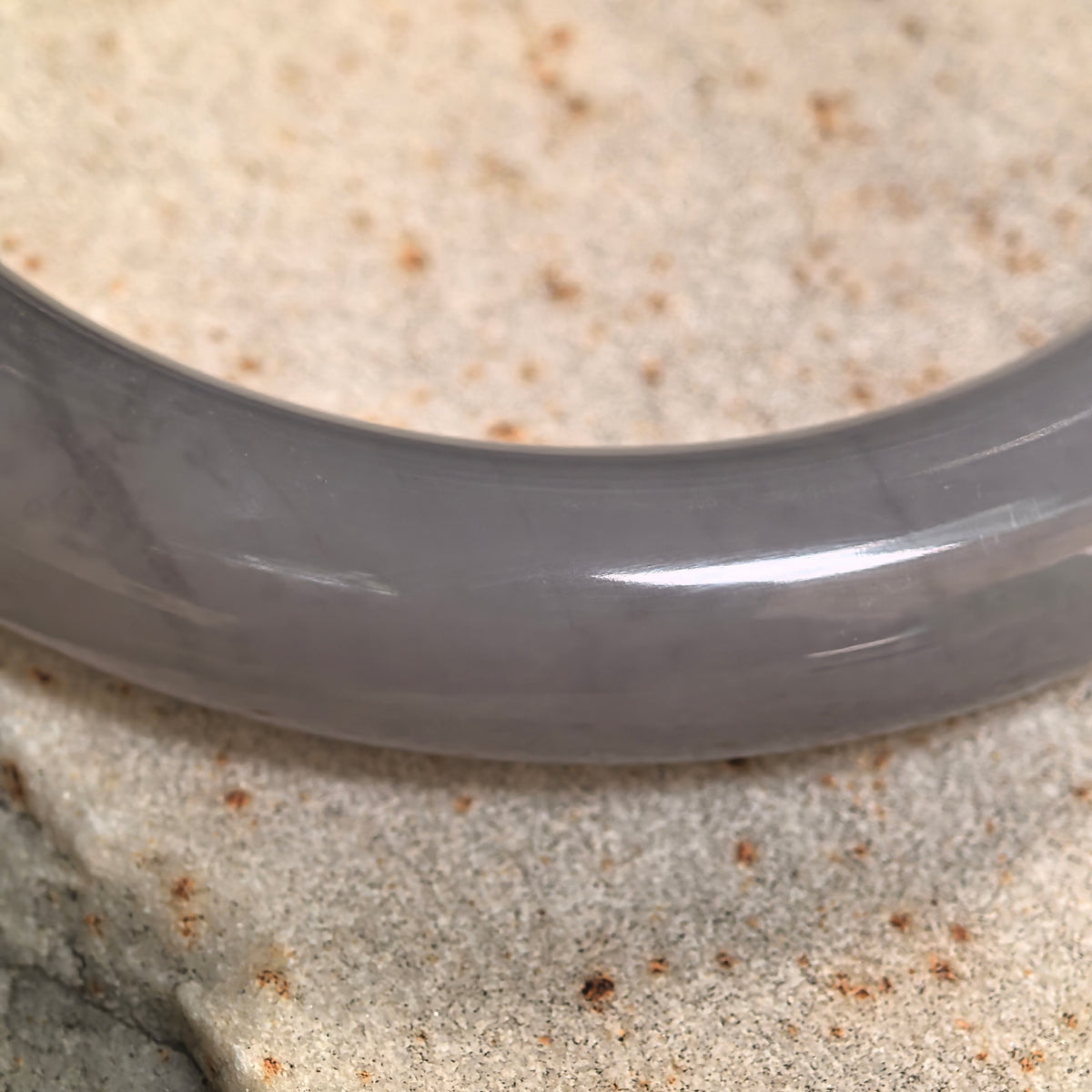 Smoky Purple Round Nephrite Bangle -56mm