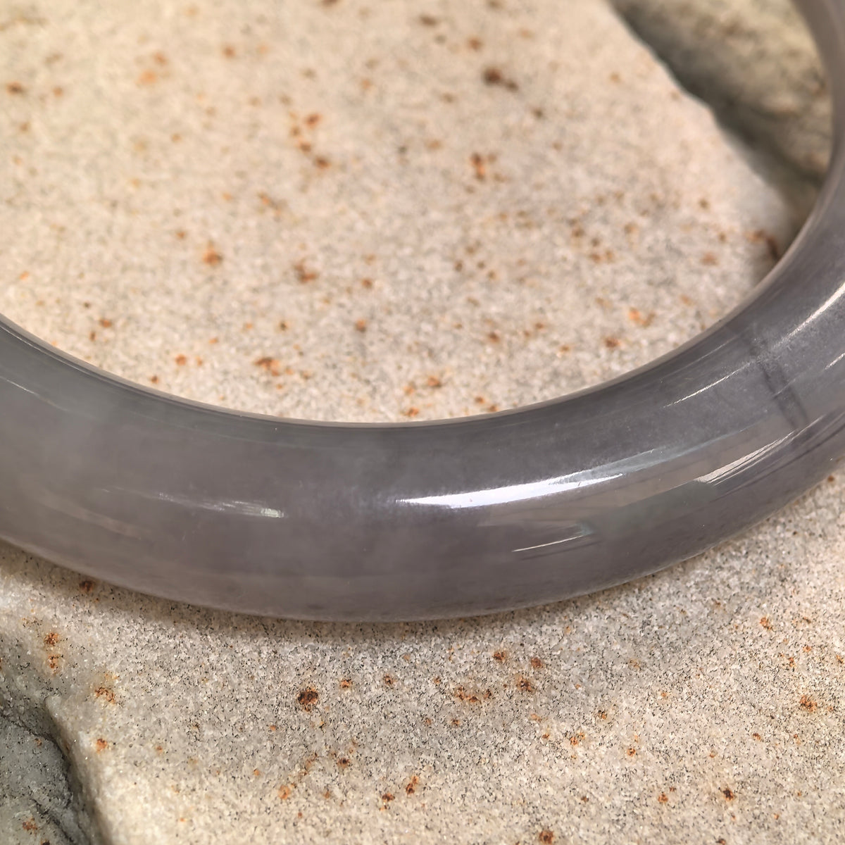 Smoky Purple Round Nephrite Bangle -56mm