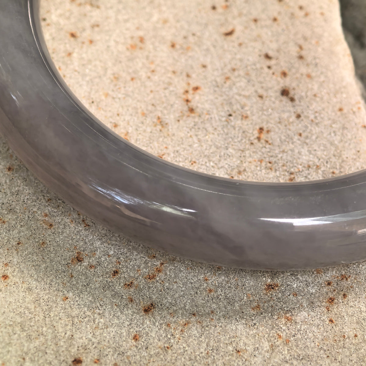 Smoky Purple Round Nephrite Bangle -56mm