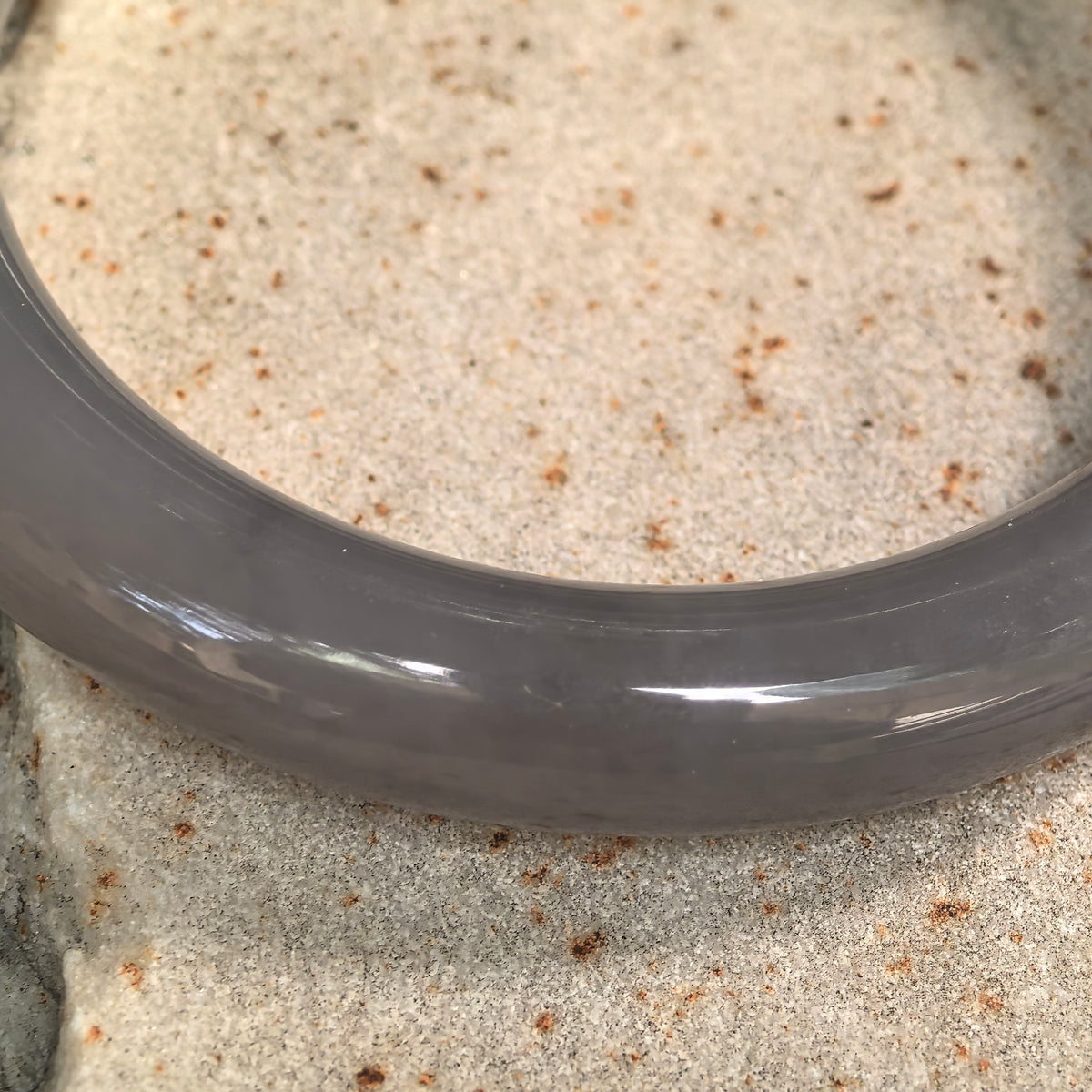 Smoky Purple Round Nephrite Bangle -56mm