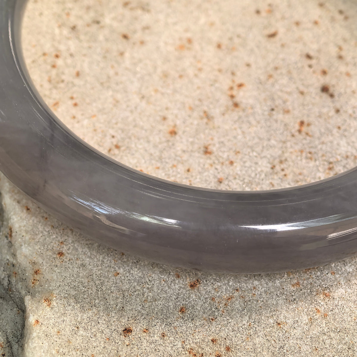 Smoky Purple Round Nephrite Bangle -56mm