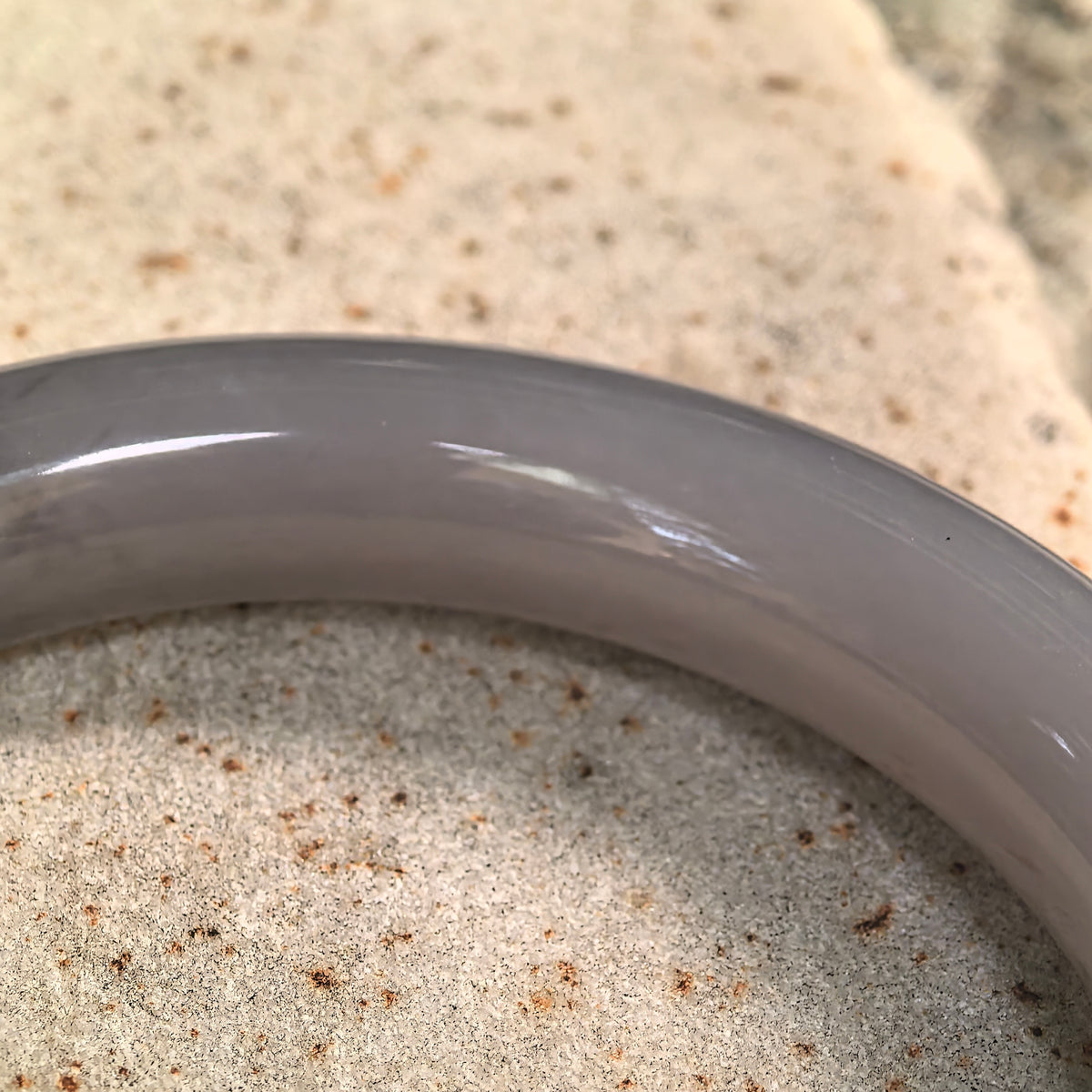 Smoky Purple Round Nephrite Bangle -56mm