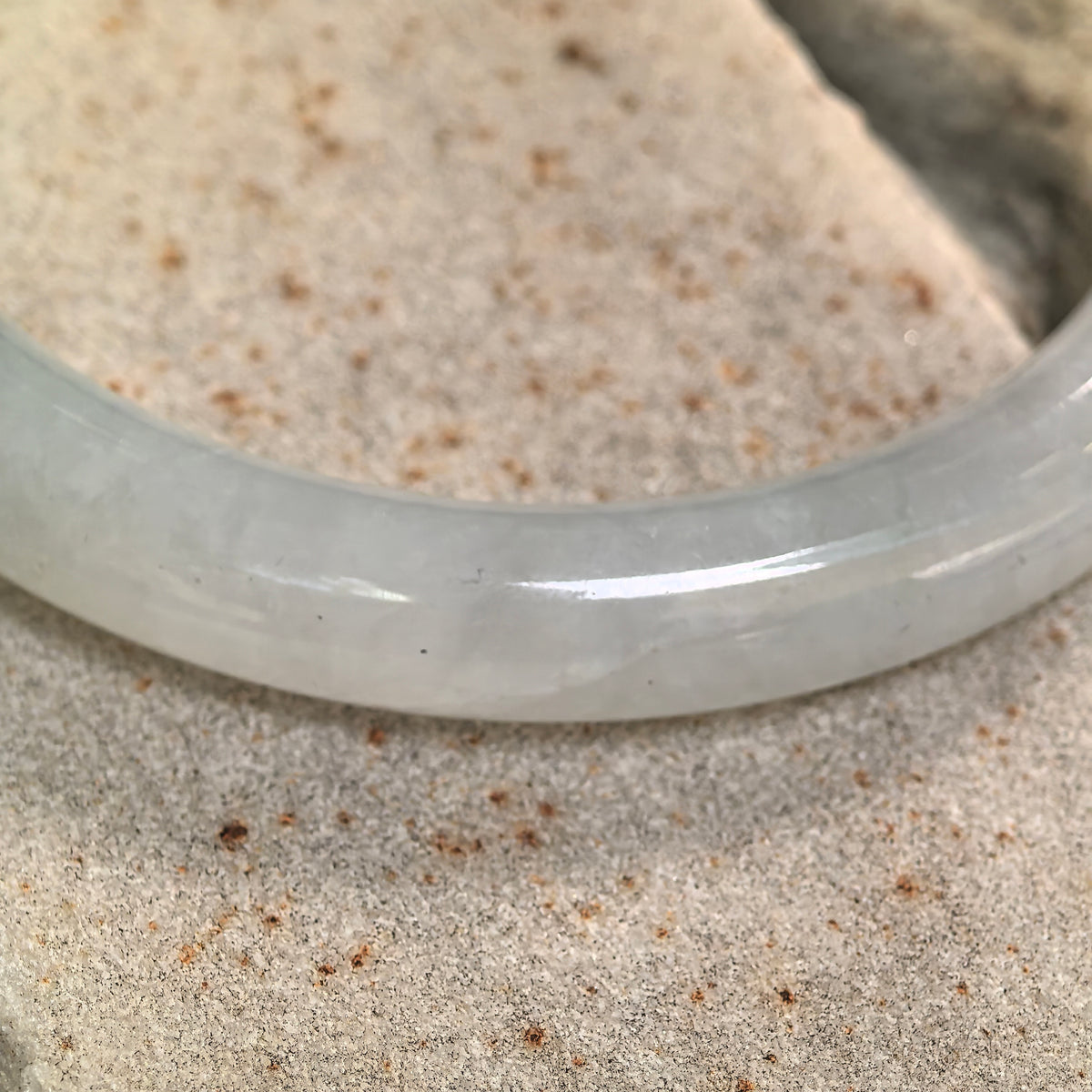 Fine Glutinous Light Green RoundJadeite Bangle -56mm