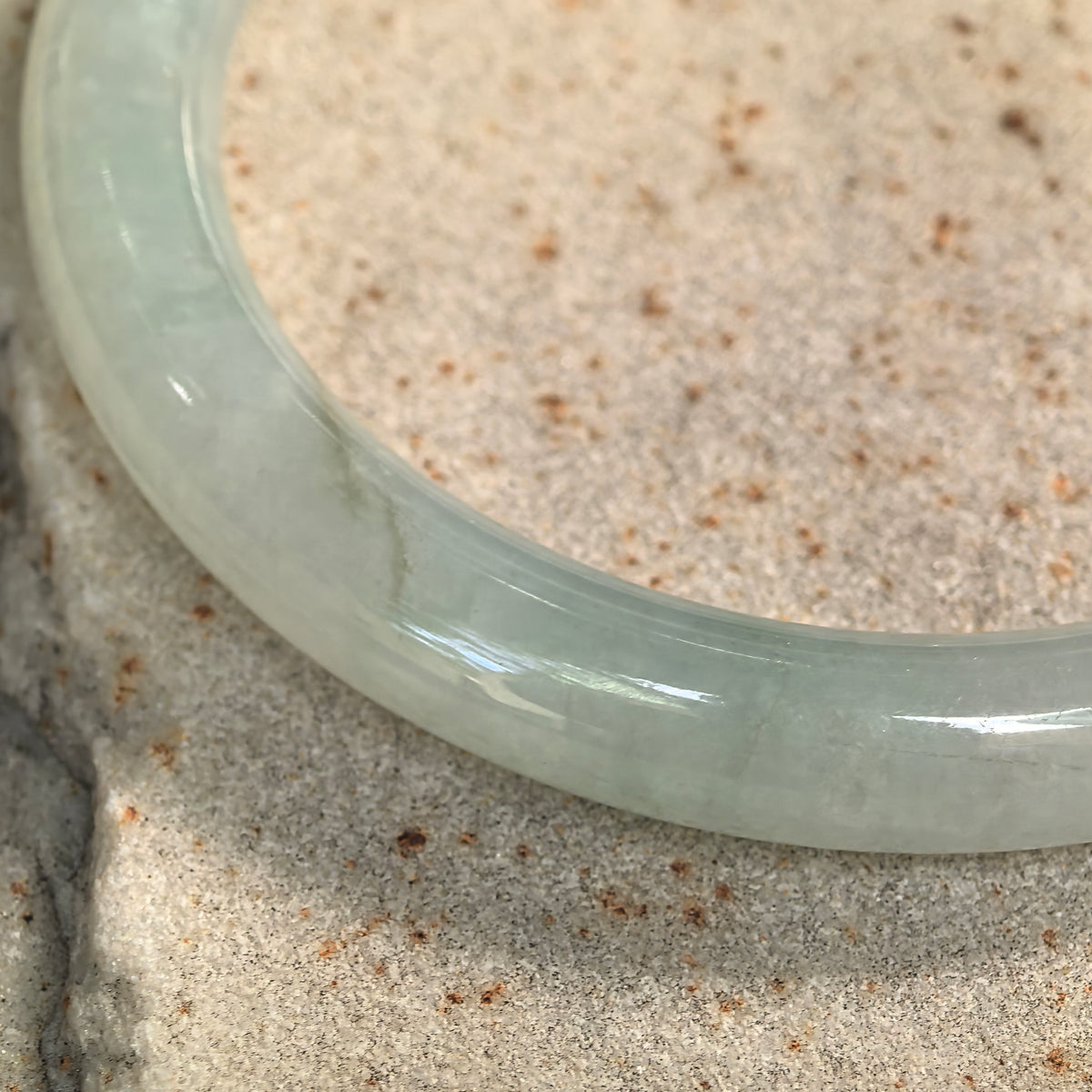 Fine Glutinous Light Green RoundJadeite Bangle -56mm