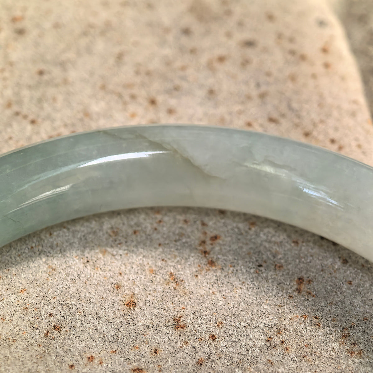 Fine Glutinous Light Green RoundJadeite Bangle -56mm
