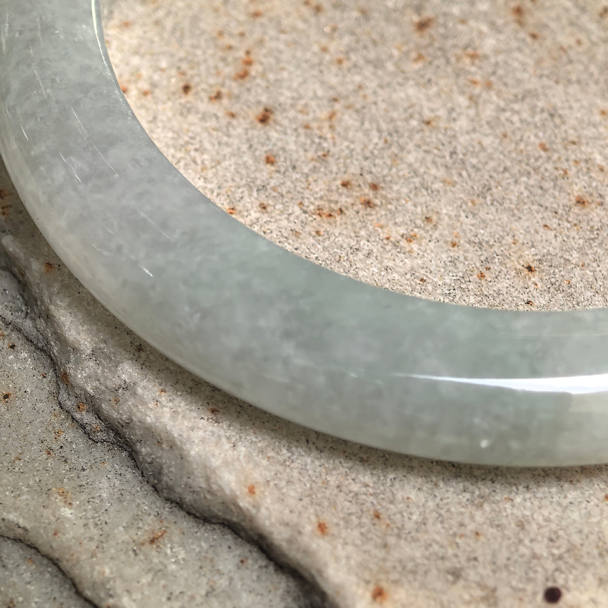 Glutinous Light Green Floating Flower D-Shape Jadeite Bangle -54mm