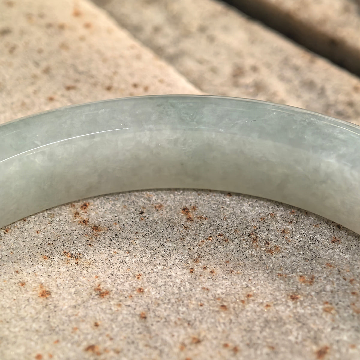 Glutinous Light Green Floating Flower D-Shape Jadeite Bangle -54mm
