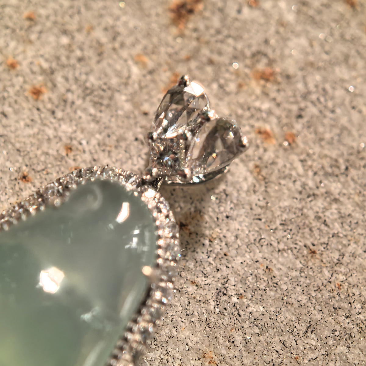 Icy Light Green Jadeite Bean Pod Pendant with 18K Gold and Diamonds