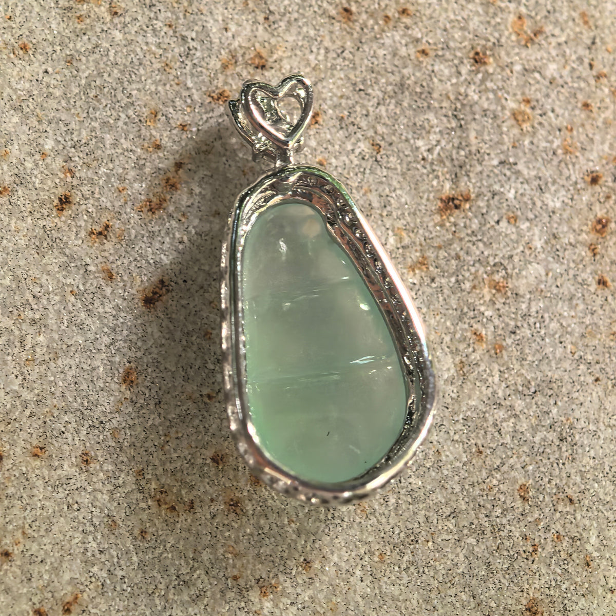 Icy Light Green Jadeite Bean Pod Pendant with 18K Gold and Diamonds