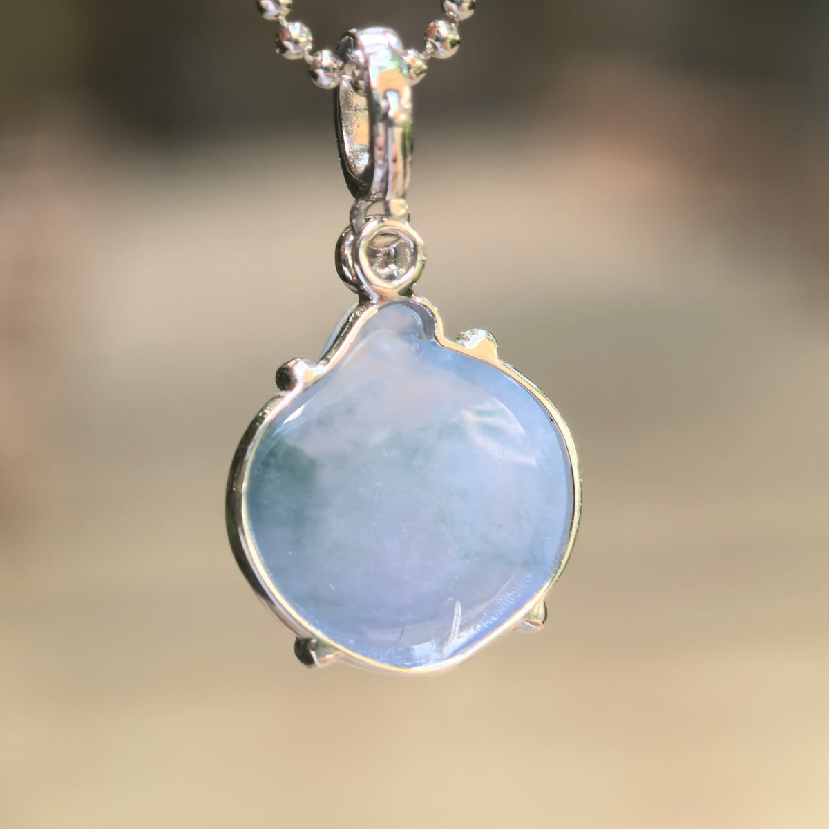 Icy Lavender Jadeite Peach Pendant with 18K Gold and Diamonds