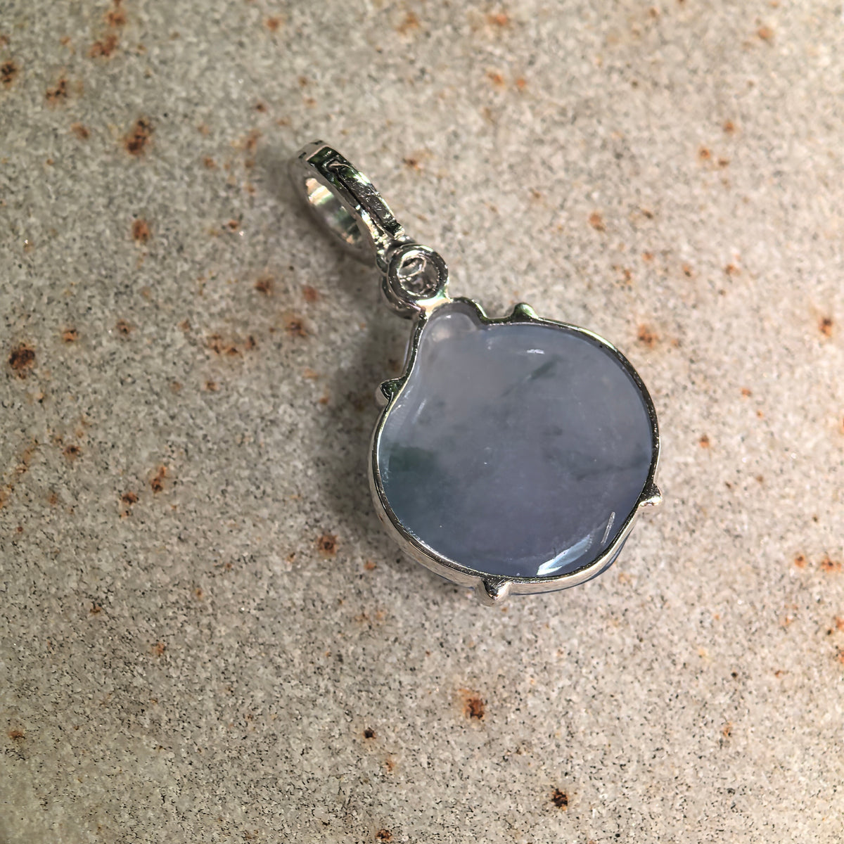 Icy Lavender Jadeite Peach Pendant with 18K Gold and Diamonds