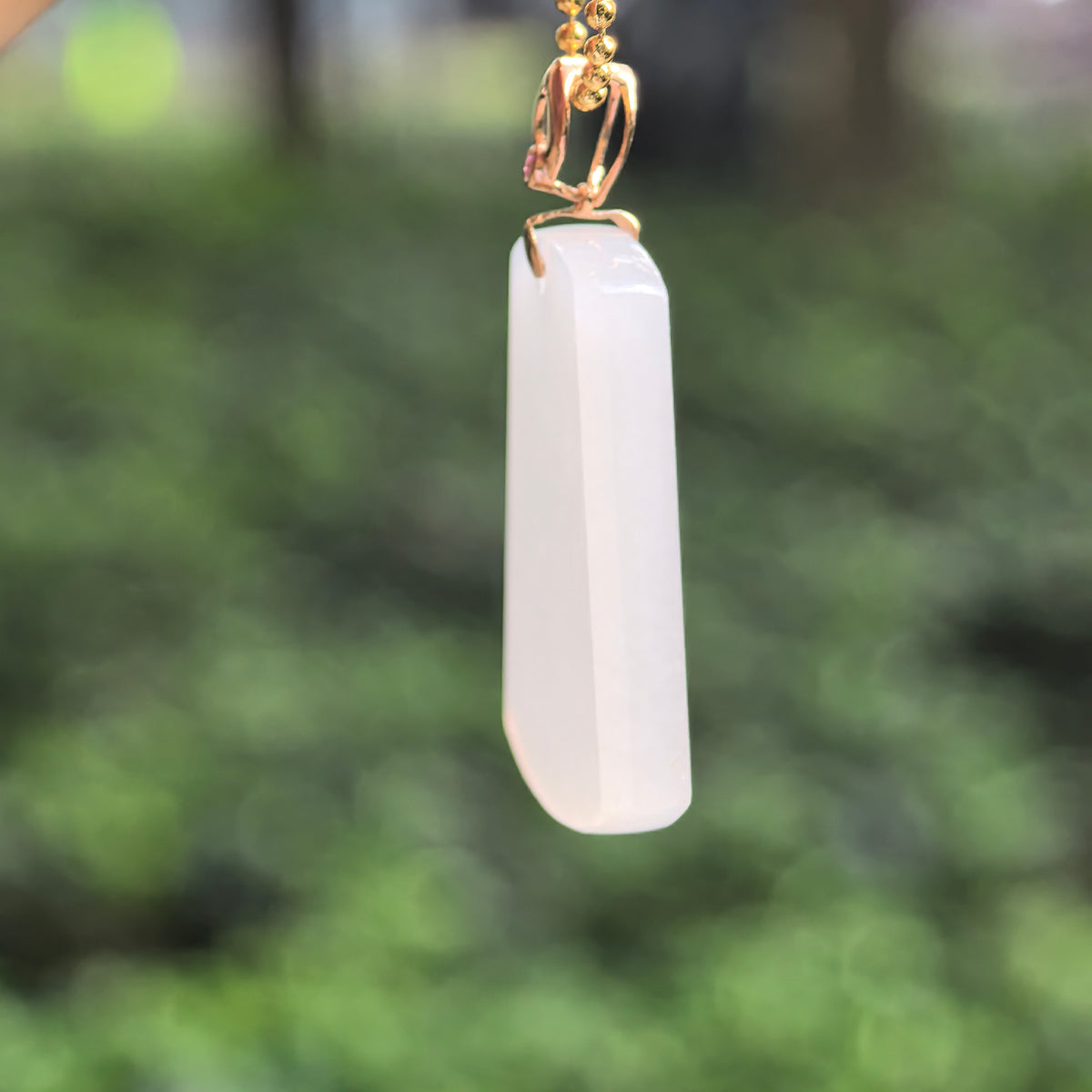 White Tapered Plain Plaque Pendant with 18K Gold Bail
