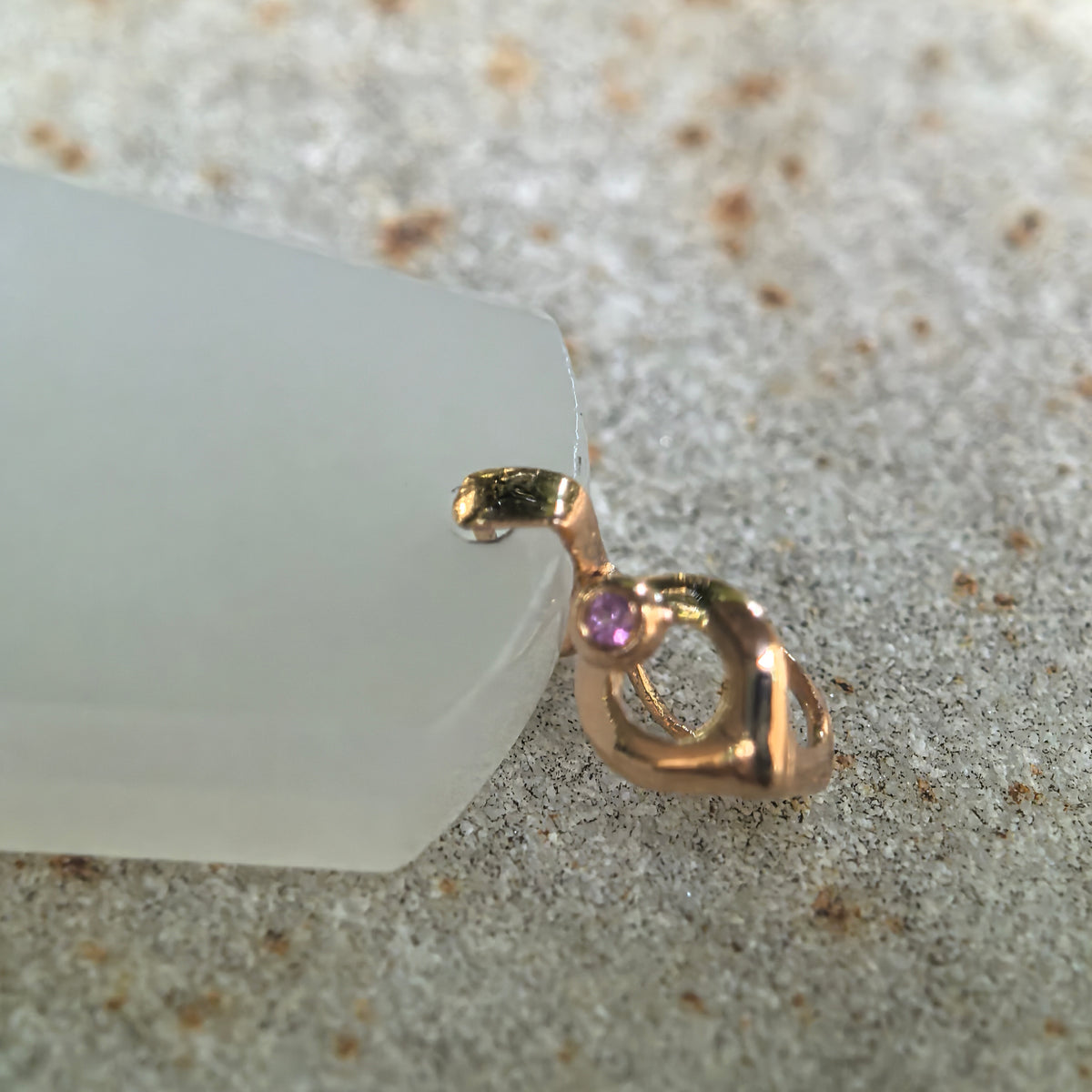White Tapered Plain Plaque Pendant with 18K Gold Bail