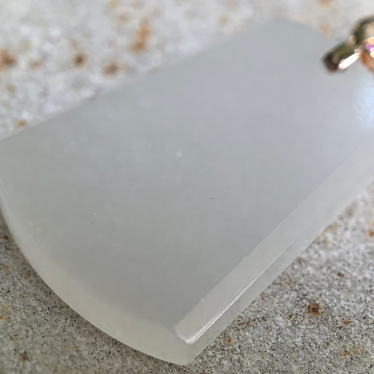 White Tapered Plain Plaque Pendant with 18K Gold Bail