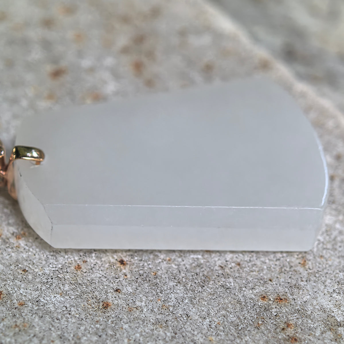 White Tapered Plain Plaque Pendant with 18K Gold Bail