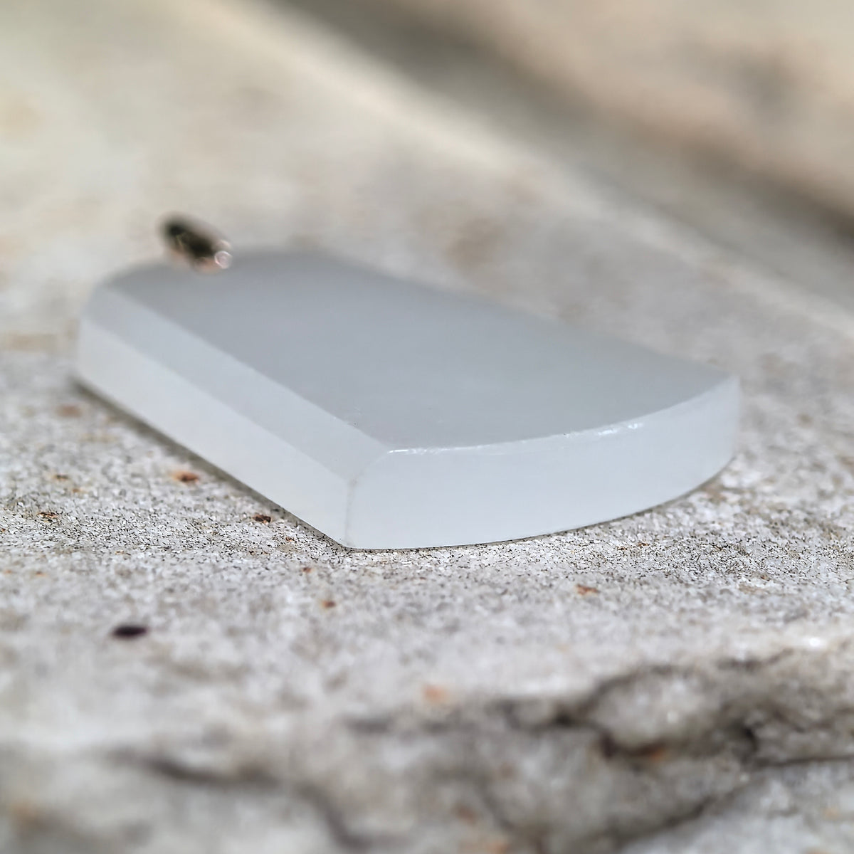 White Tapered Plain Plaque Pendant with 18K Gold Bail