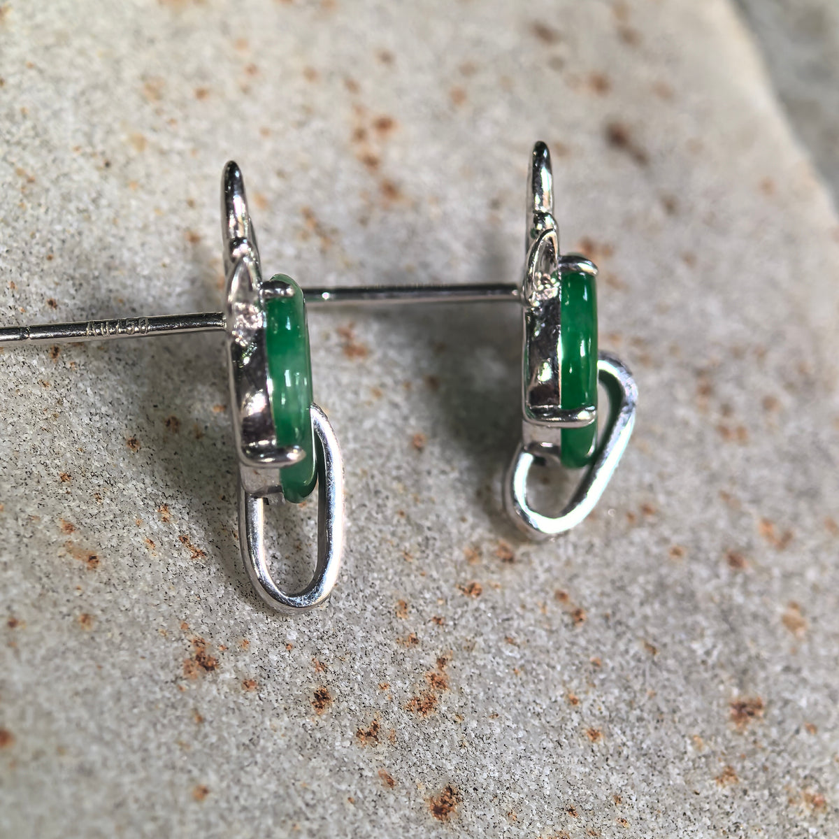 Icy Glutinous Green Jadeite Little Devil Stud Earrings