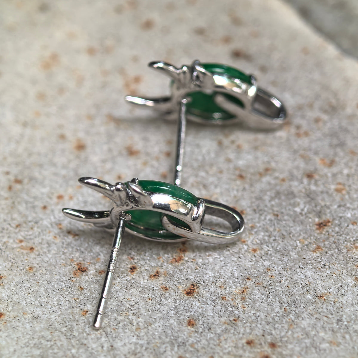Icy Glutinous Green Jadeite Little Devil Stud Earrings