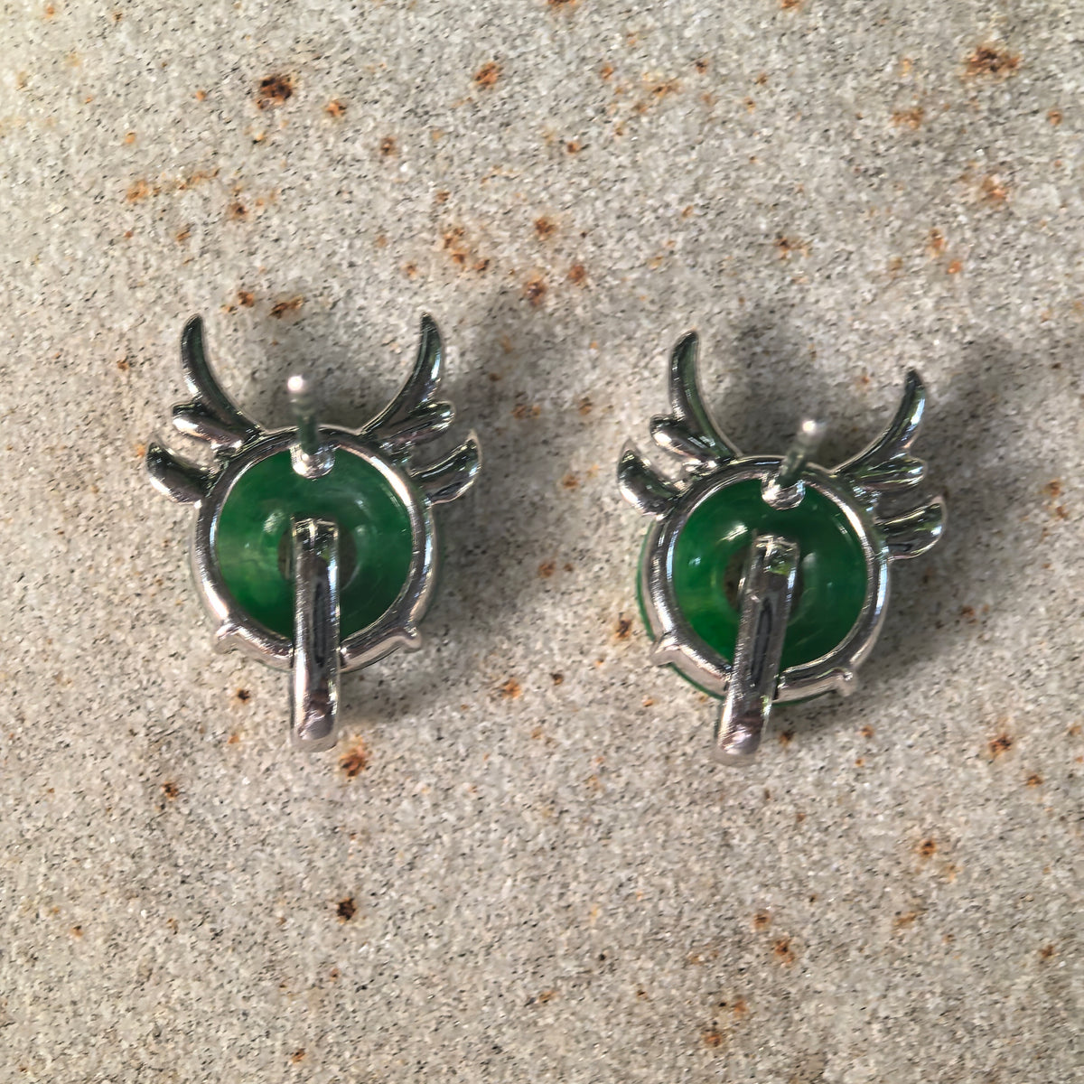 Icy Glutinous Green Jadeite Little Devil Stud Earrings