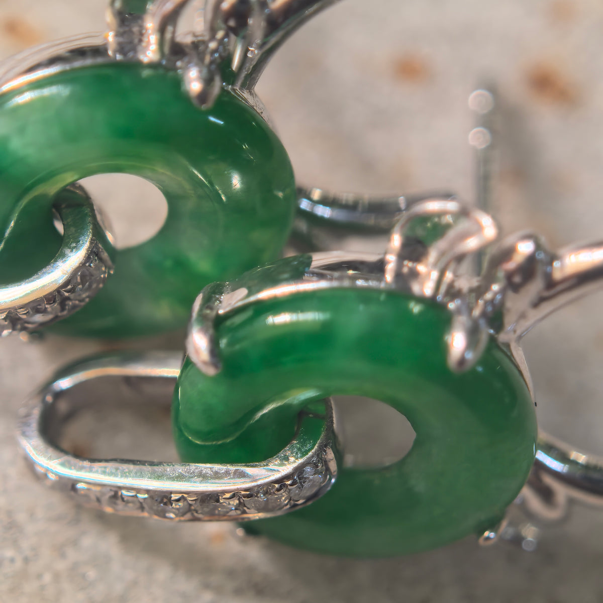 Icy Glutinous Green Jadeite Little Devil Stud Earrings