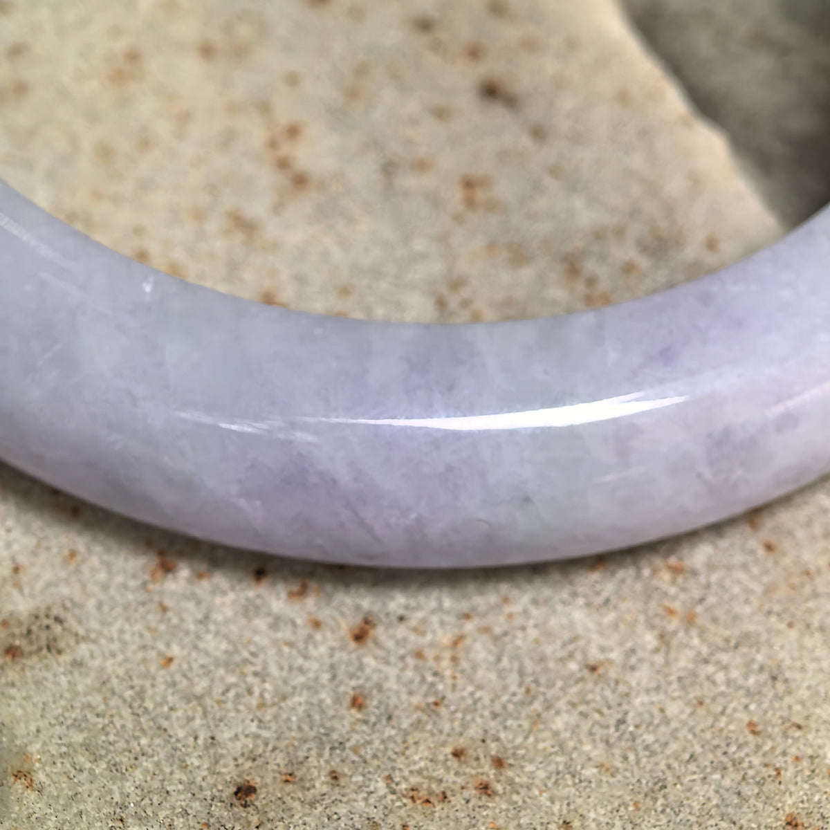 Glutinous Pale Lavender D-Shape Jadeite Bangle -59mm