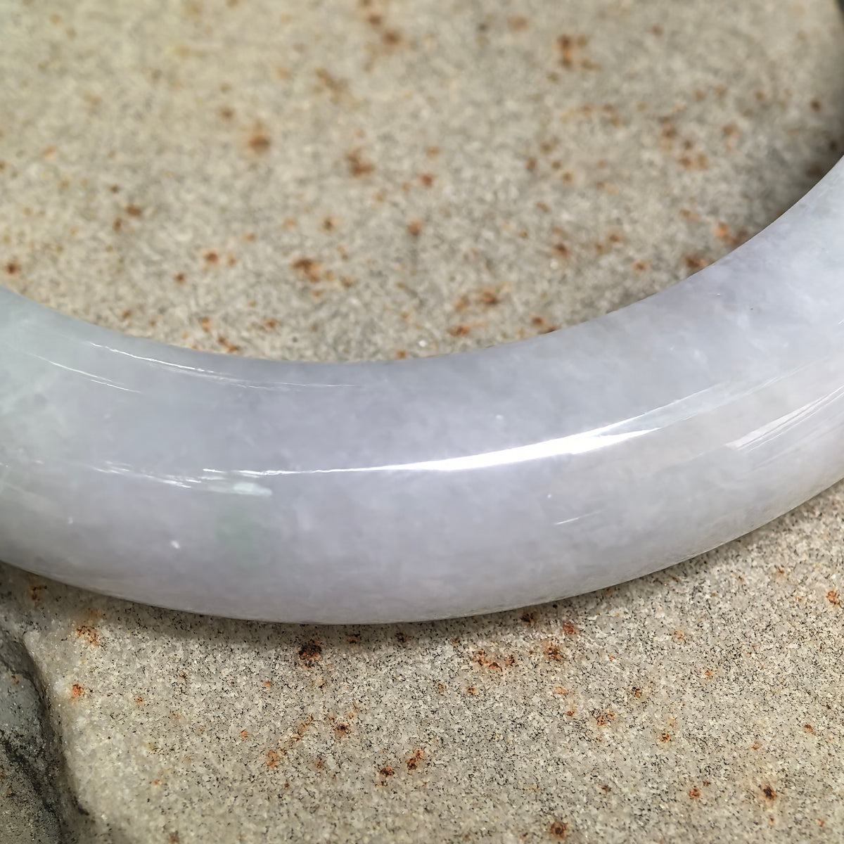 Glutinous Pale Lavender D-Shape Jadeite Bangle -59mm