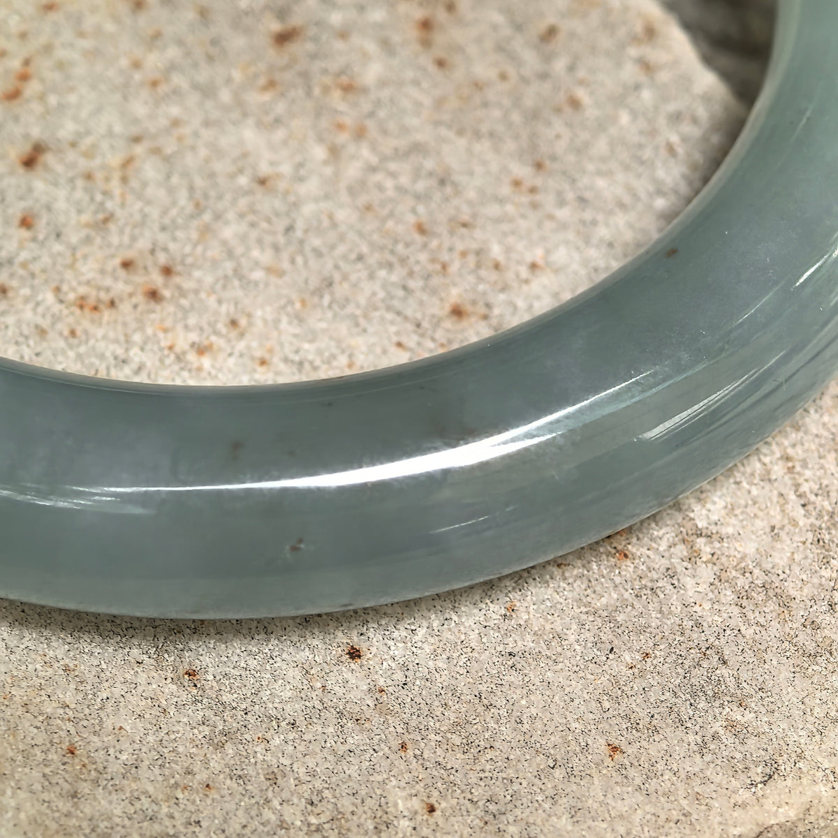 Icy Glutinous Blue-Green Round Jadeite Bangle -56mm